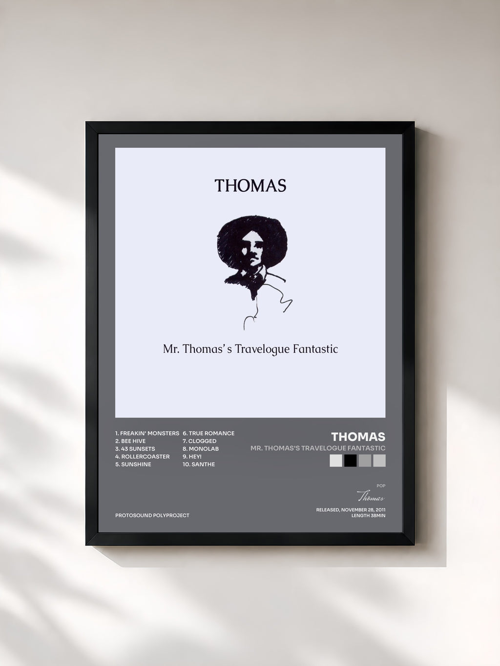 #noir Tableau de l'album Mr. Thomas's Travelogue Fantastic de Thomas, cadre noir, imprimé et encadré en France