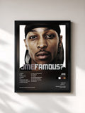 #noir Tableau de l'album Famous? de JME, cadre noir, imprimé et encadré en France
