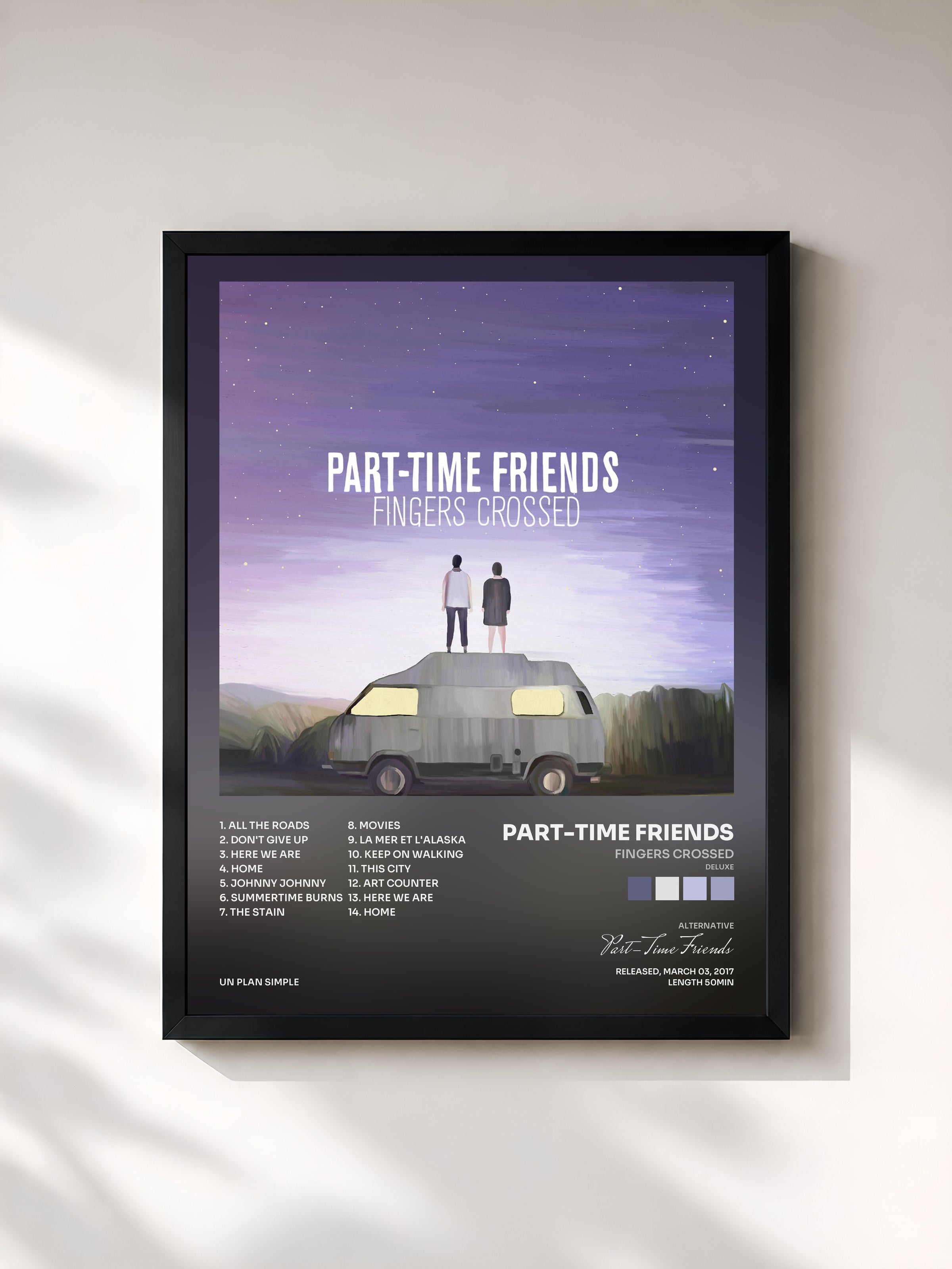 #noir Tableau de l'album Fingers Crossed (Deluxe) de Part-Time Friends, cadre noir, imprimé et encadré en France