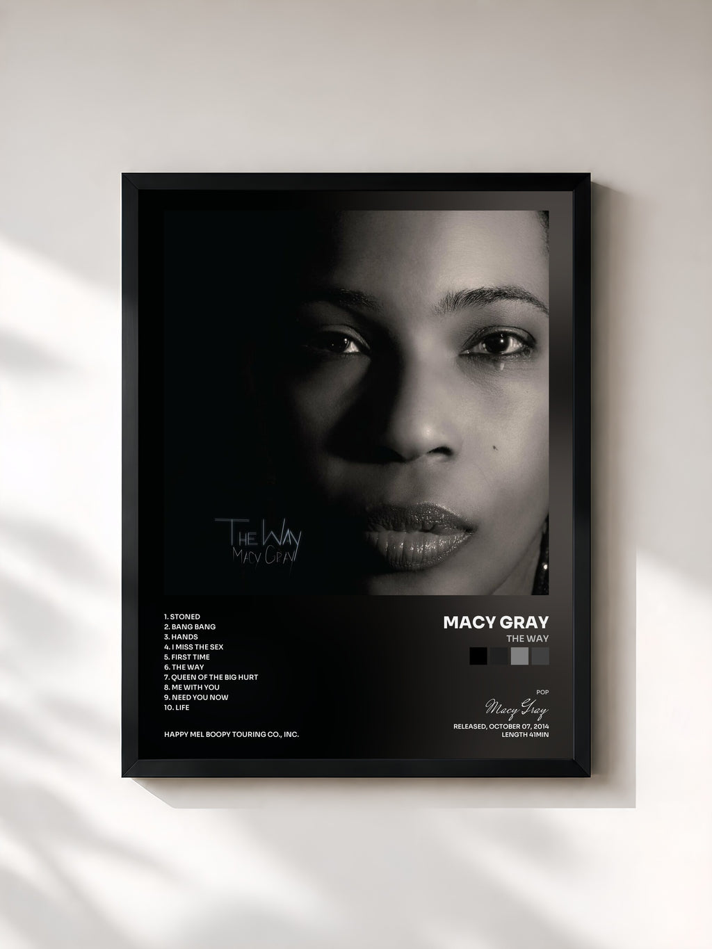 #noir Tableau de l'album The Way de Macy Gray, cadre noir, imprimé et encadré en France