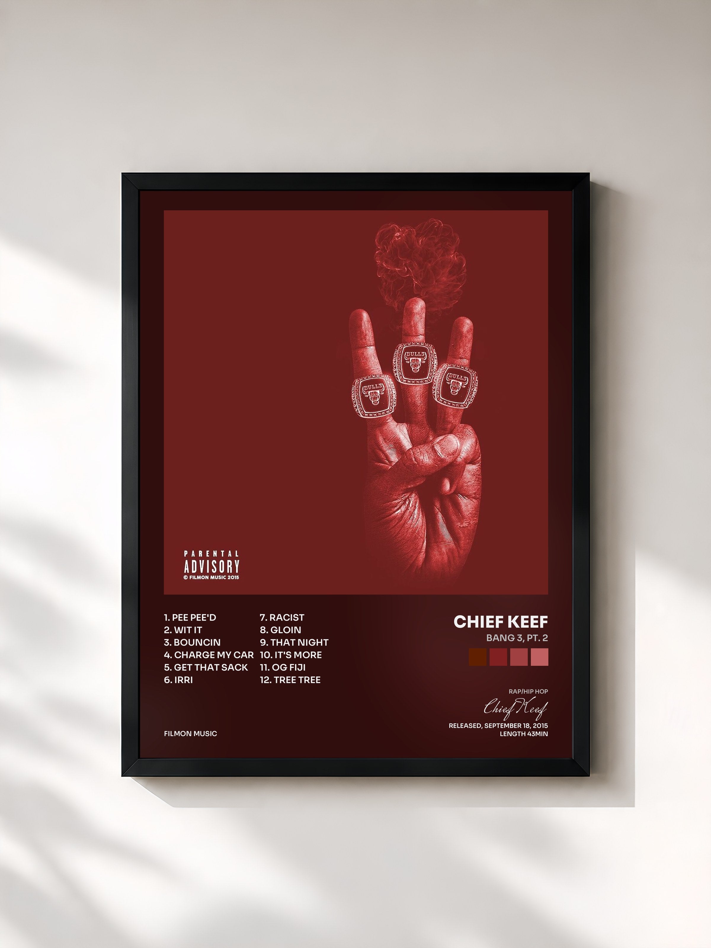 #noir Tableau de l'album Bang 3, Pt. 2 de Chief Keef, cadre noir, imprimé et encadré en France