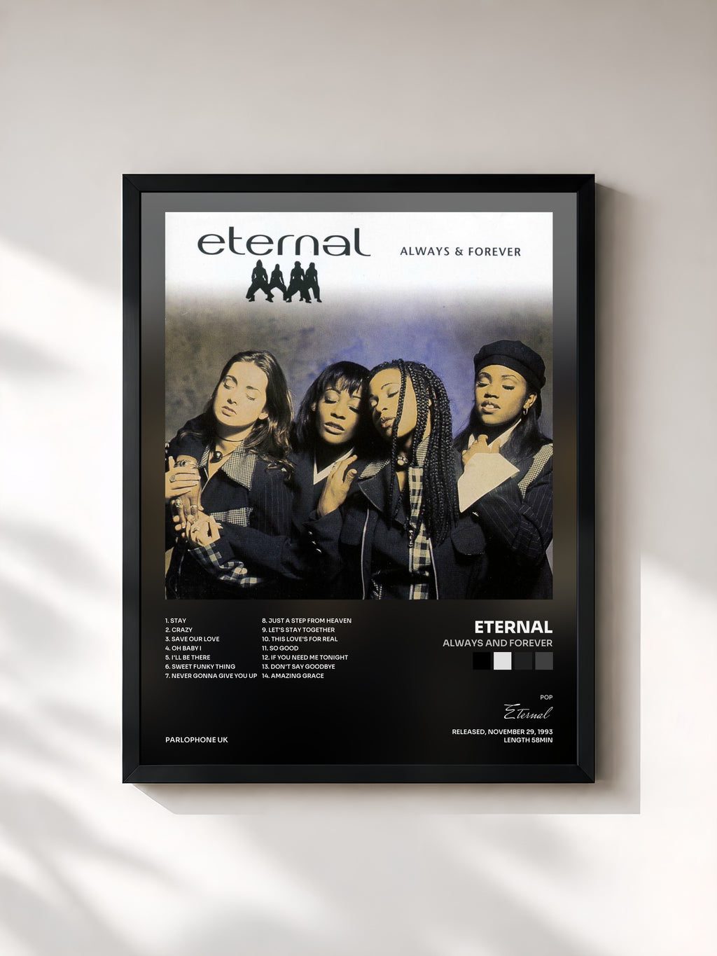 #noir Tableau de l'album Always And Forever de Eternal, cadre noir, imprimé et encadré en France