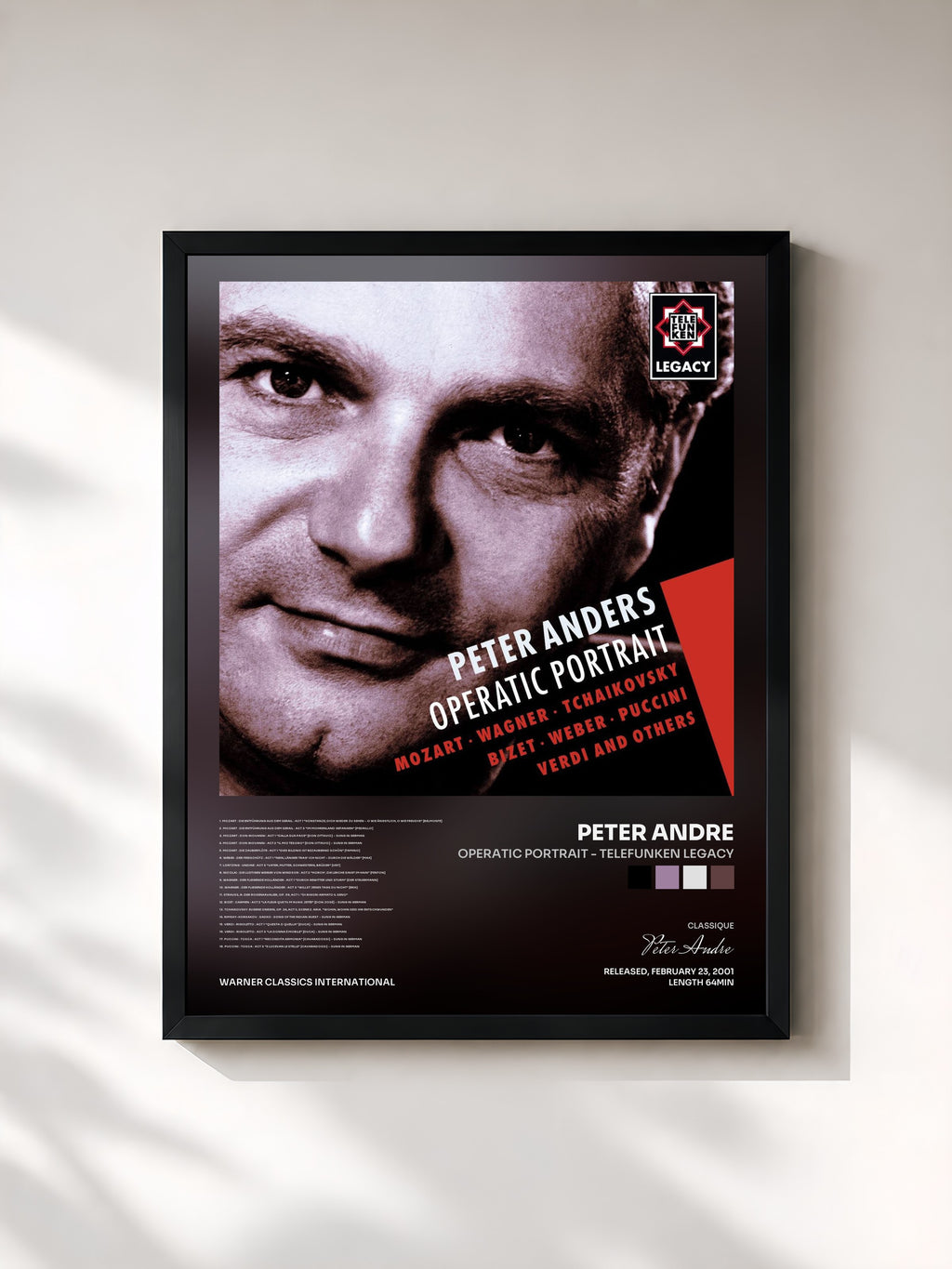 #noir Tableau de l'album Operatic Portrait - Telefunken Legacy de Peter Andre, cadre noir, imprimé et encadré en France