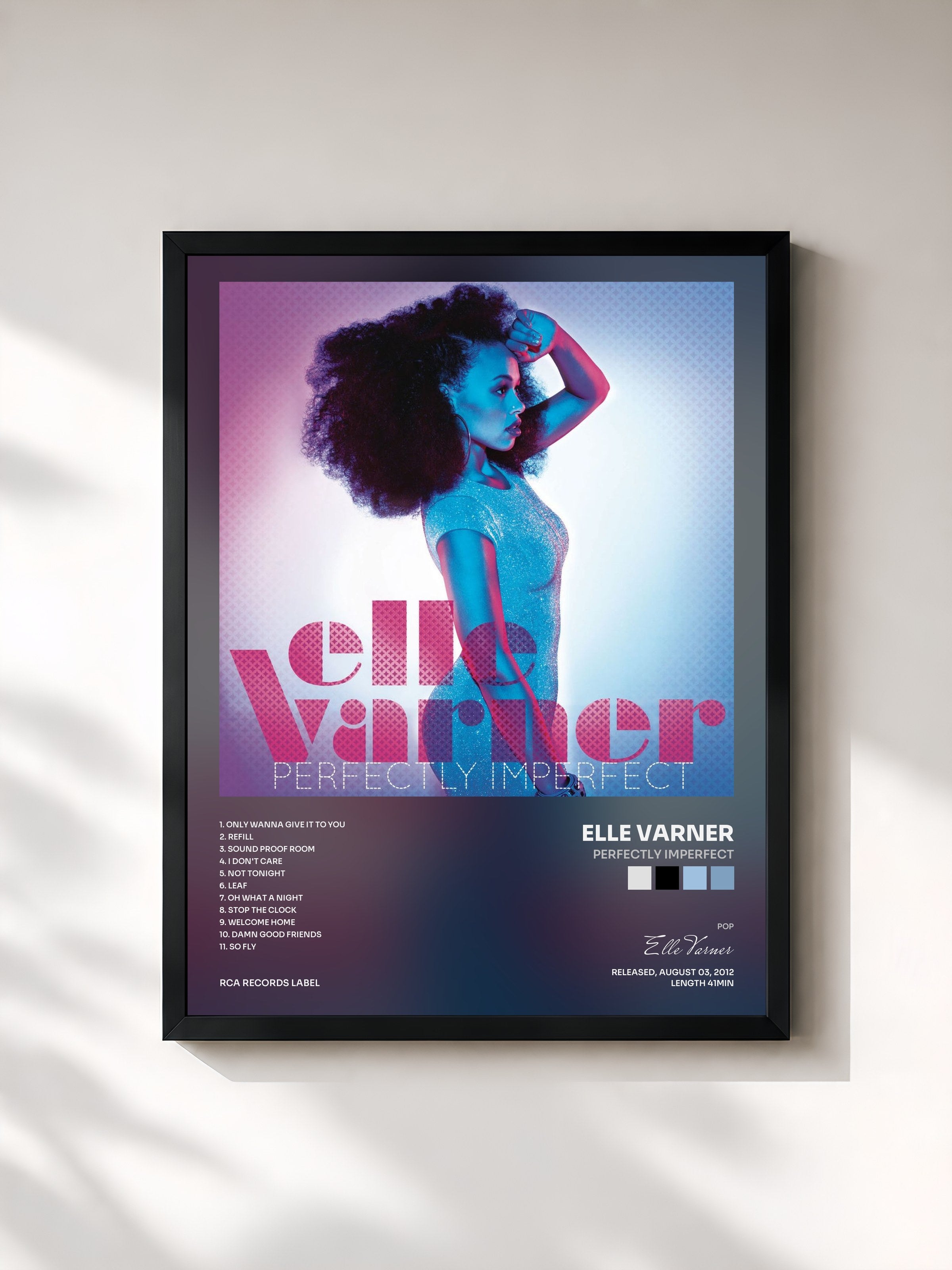 #noir Tableau de l'album Perfectly Imperfect de Elle Varner, cadre noir, imprimé et encadré en France