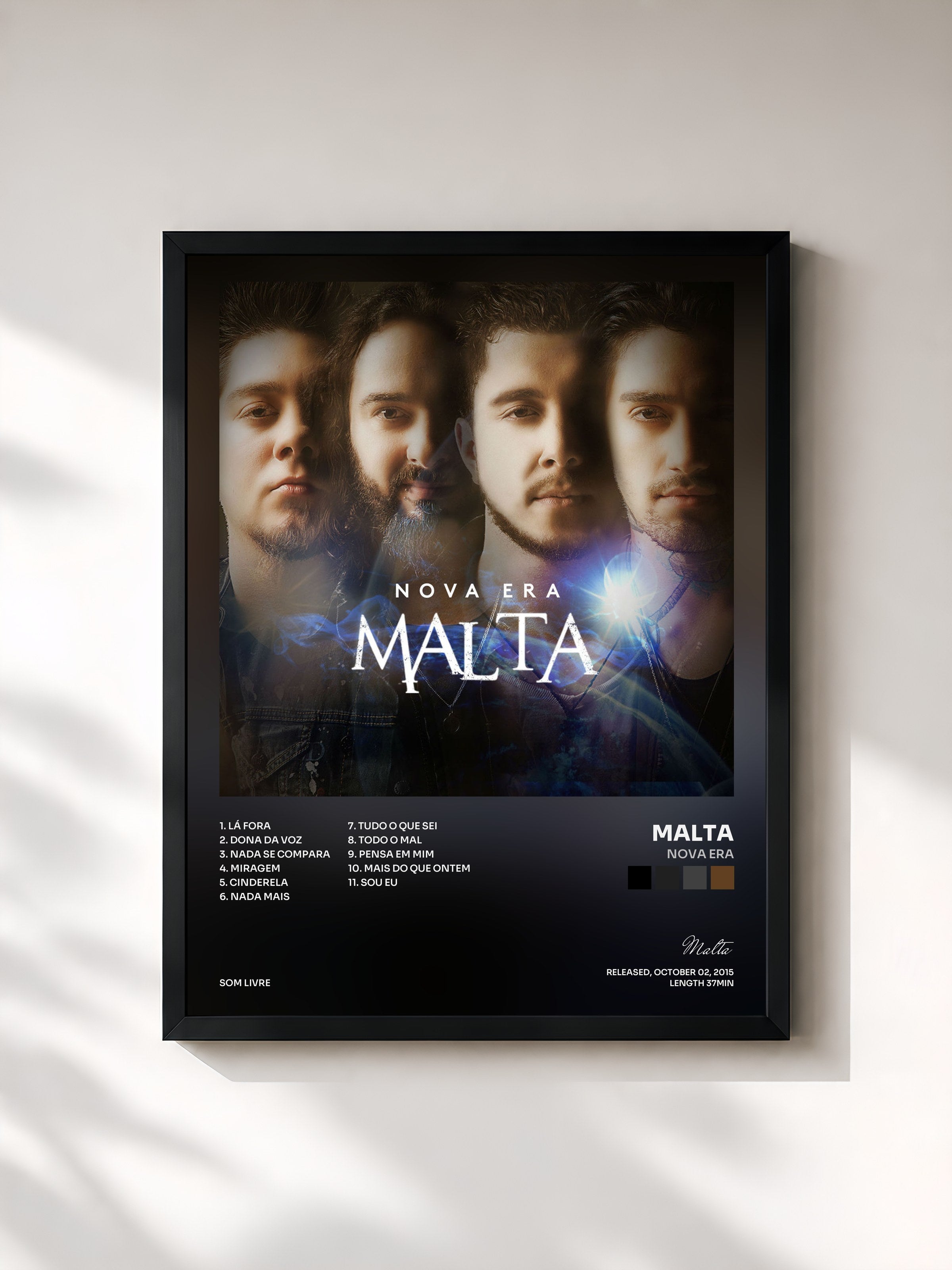#noir Tableau de l'album Nova Era de Malta, cadre noir, imprimé et encadré en France