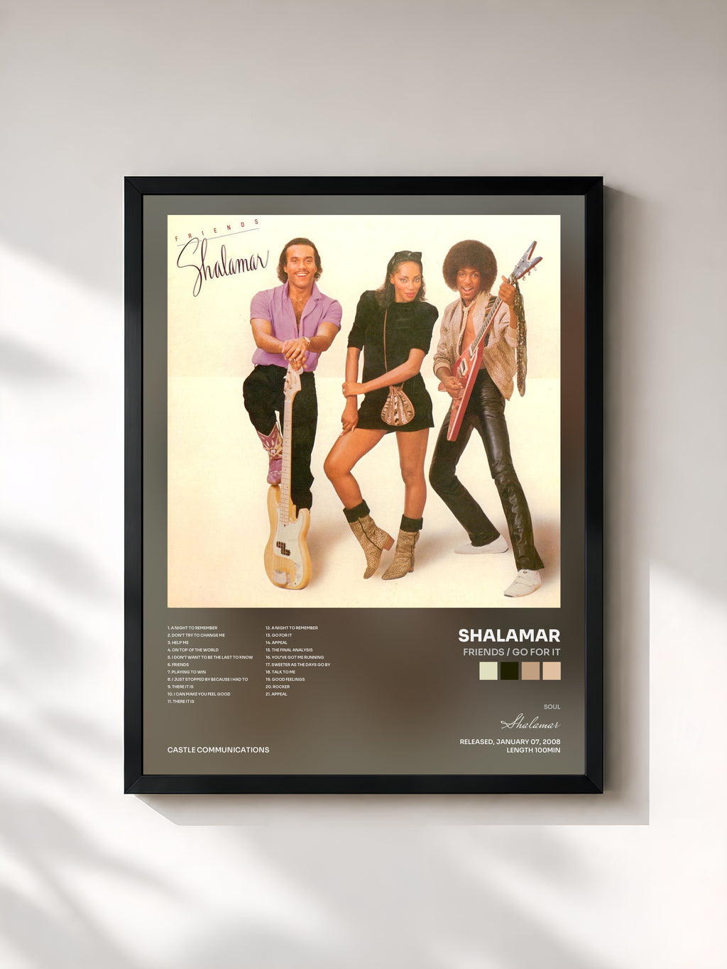 #noir Tableau de l'album Friends / Go For It de Shalamar, cadre noir, imprimé et encadré en France