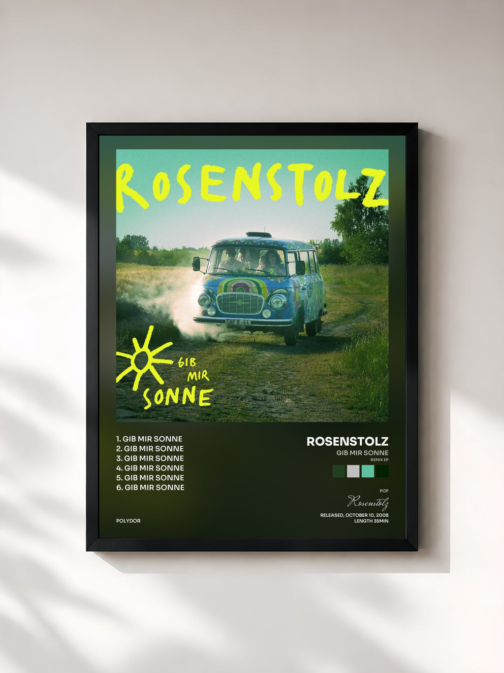 #noir Tableau de l'album Gib mir Sonne (Remix EP) de Rosenstolz, cadre noir, imprimé et encadré en France