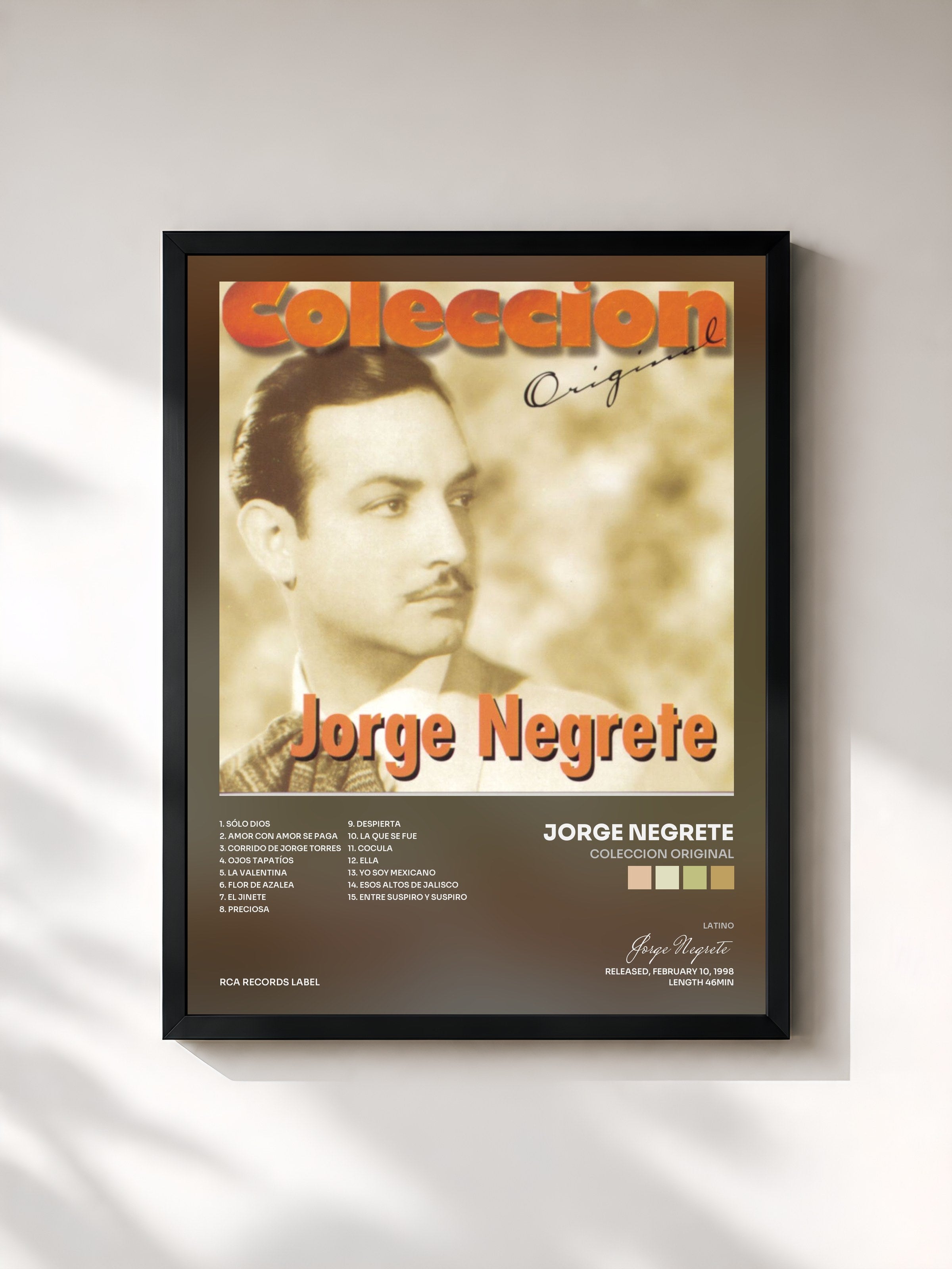 #noir Tableau de l'album Coleccion Original de Jorge Negrete, cadre noir, imprimé et encadré en France
