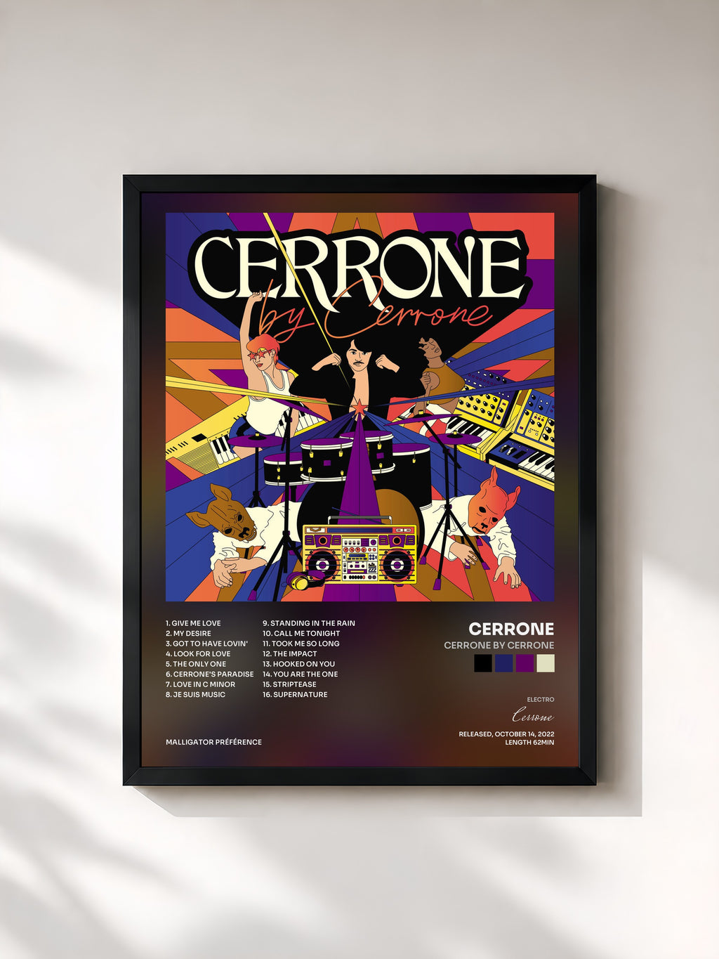 #noir Tableau de l'album Cerrone by Cerrone de Cerrone, cadre noir, imprimé et encadré en France