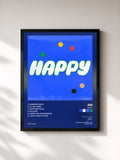 #noir Tableau de l'album Happy de JIN, cadre noir, imprimé et encadré en France