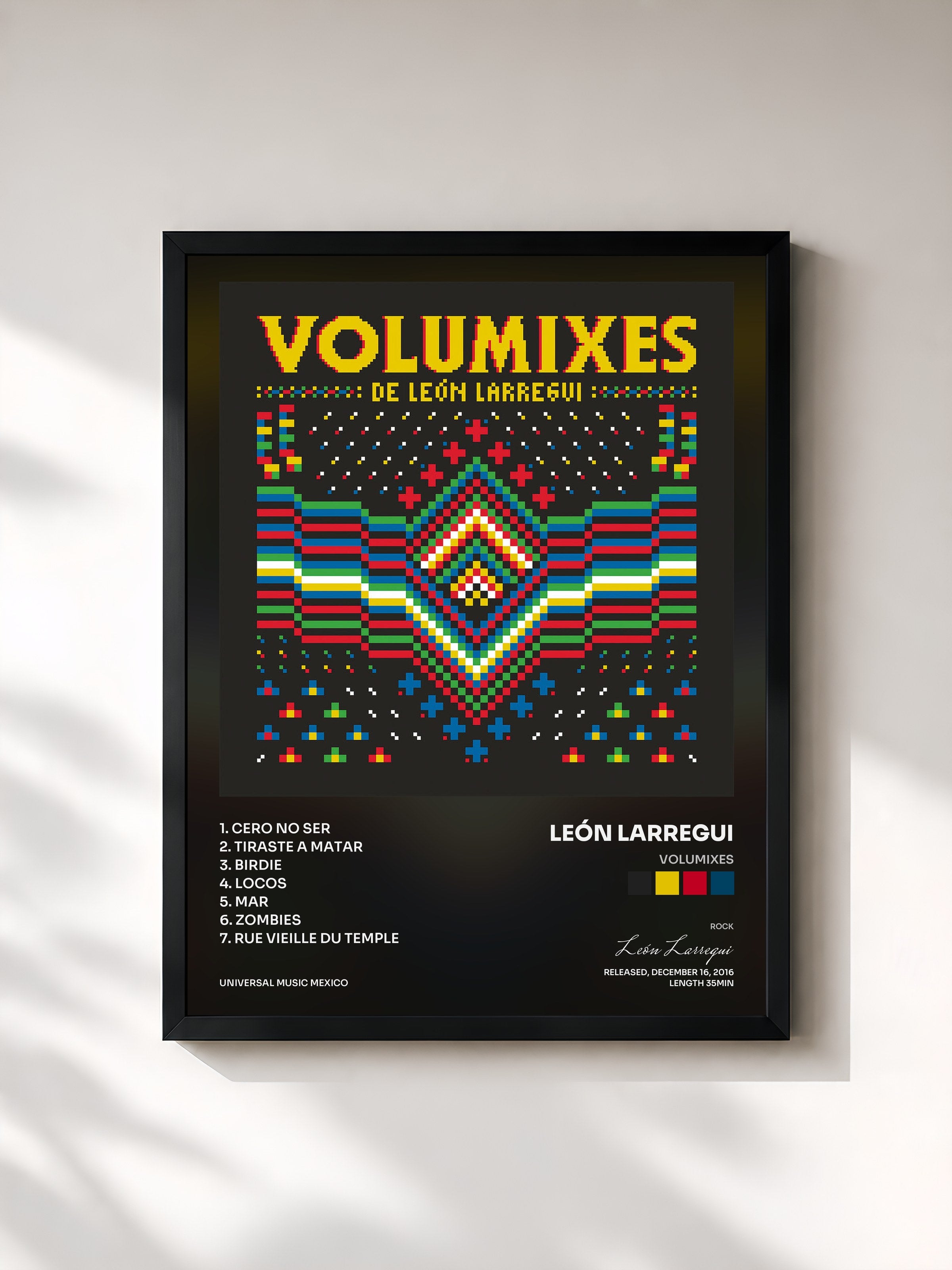 #noir Tableau de l'album Volumixes de León Larregui, cadre noir, imprimé et encadré en France