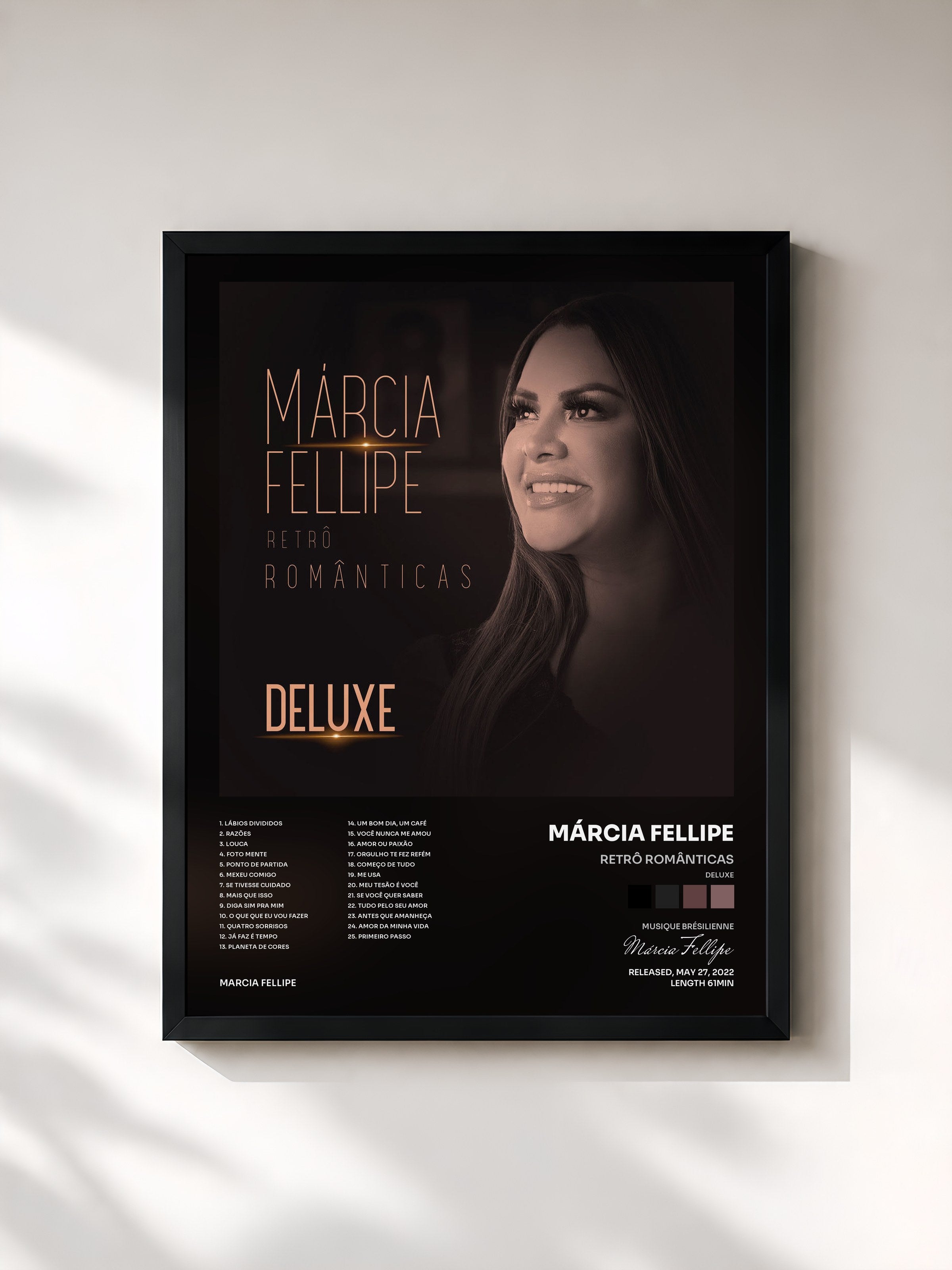 #noir Tableau de l'album Retrô Românticas (DELUXE) de Márcia Fellipe, cadre noir, imprimé et encadré en France