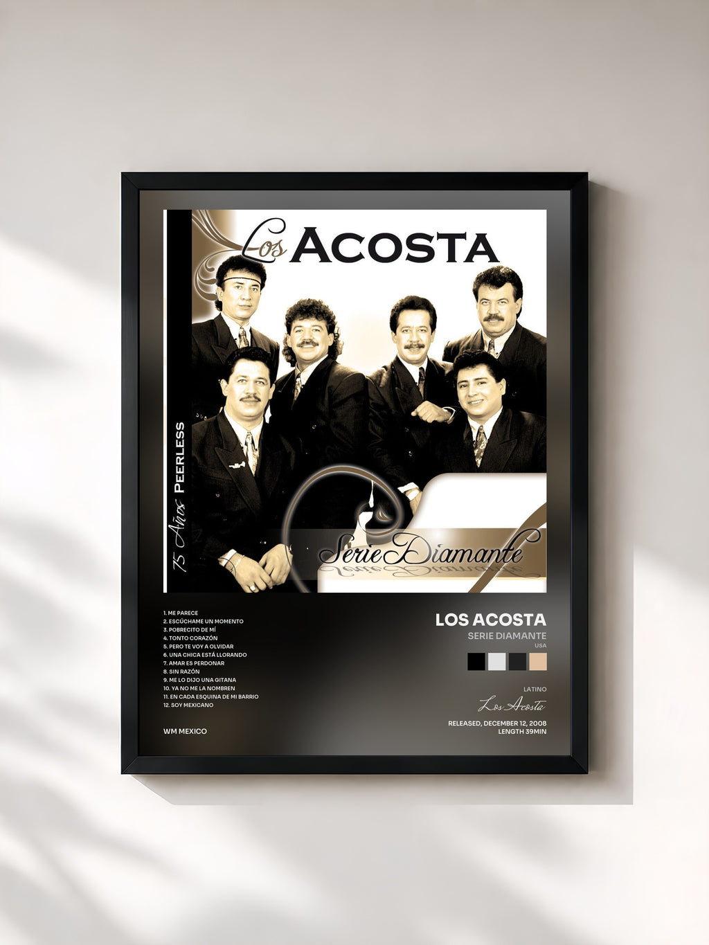 #noir Tableau de l'album Serie Diamante (USA) de Los Acosta, cadre noir, imprimé et encadré en France