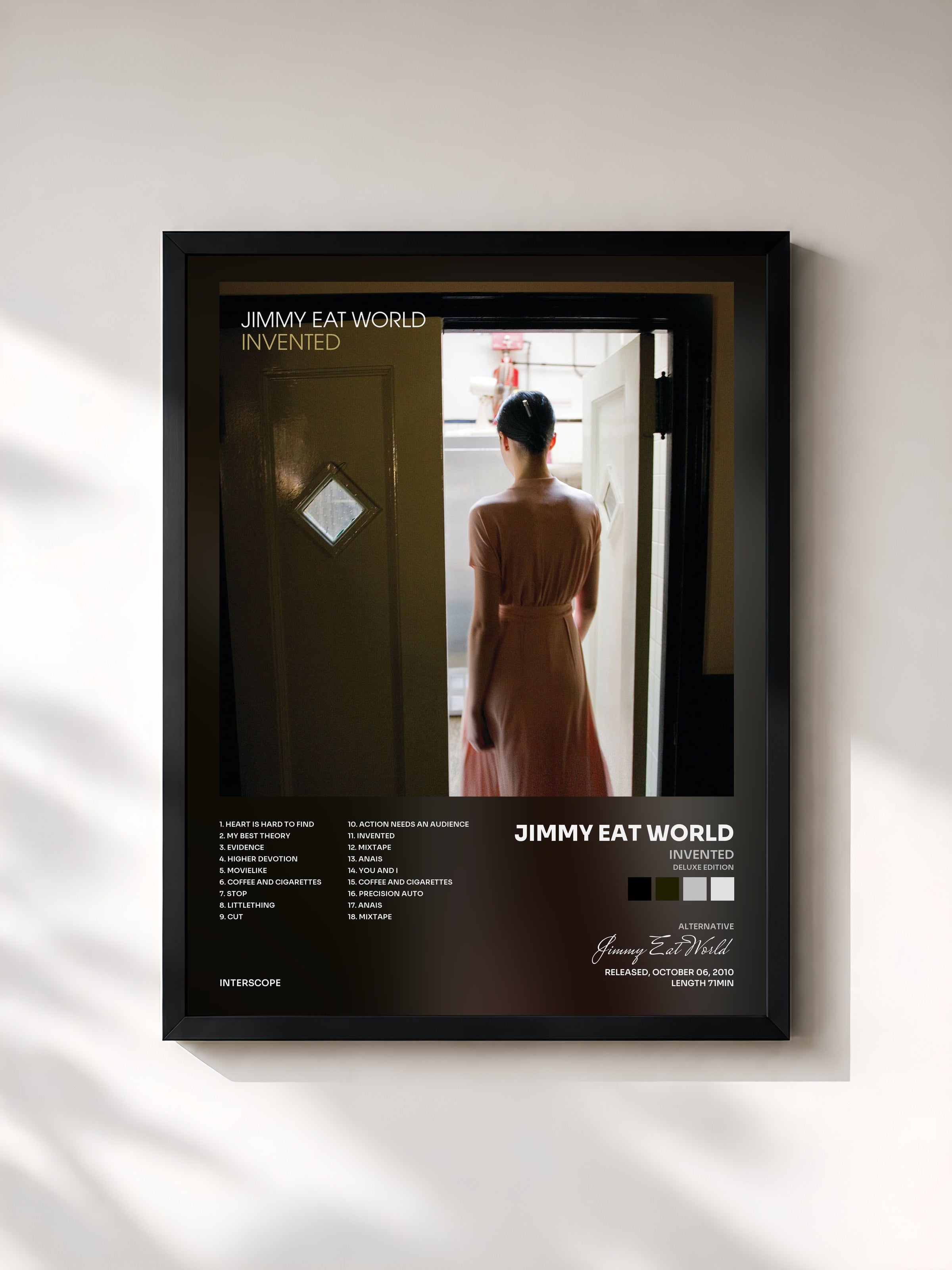 #noir Tableau de l'album Invented (Deluxe Edition) de Jimmy Eat World, cadre noir, imprimé et encadré en France