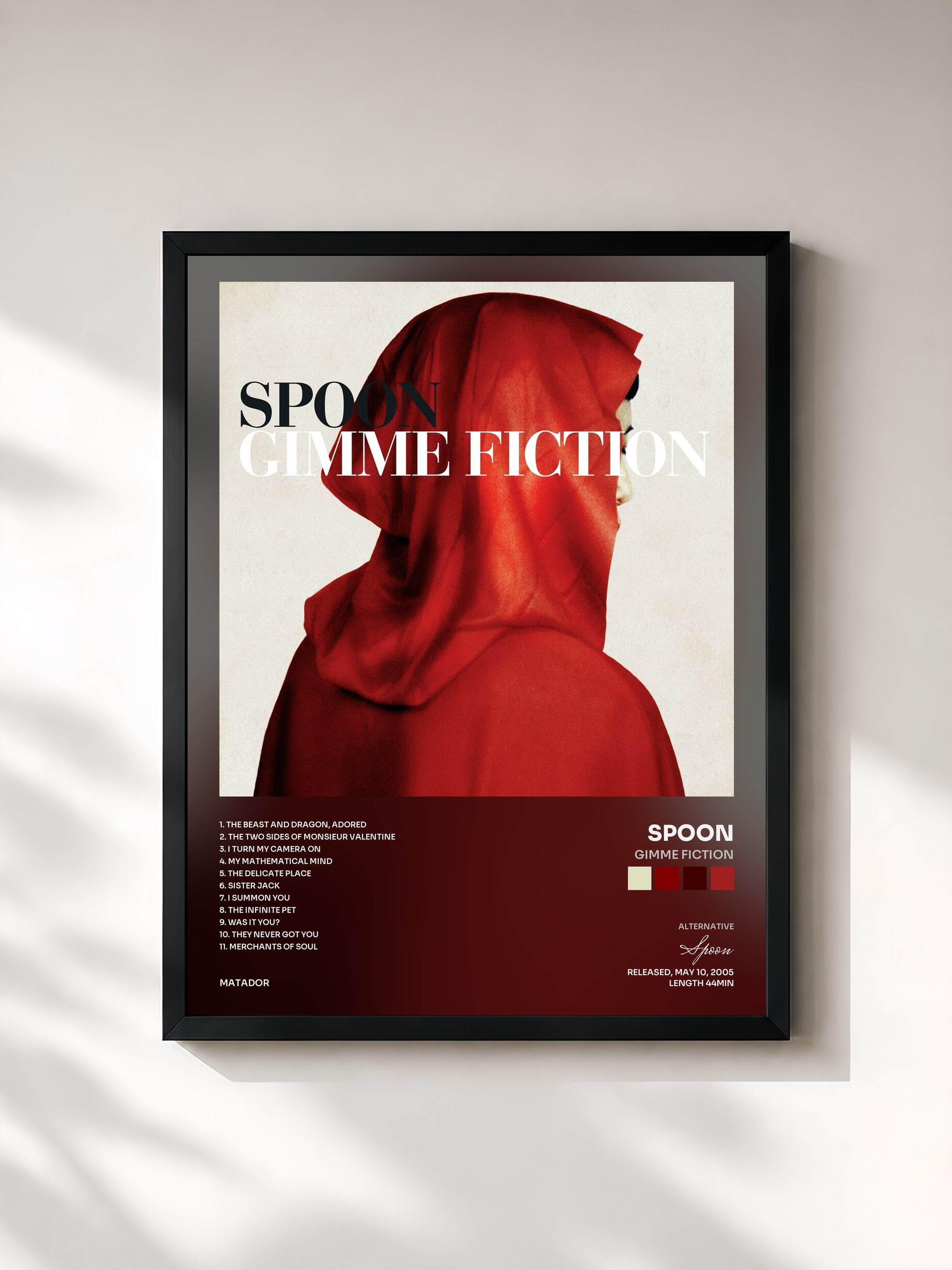 #noir Tableau de l'album Gimme Fiction de Spoon, cadre noir, imprimé et encadré en France