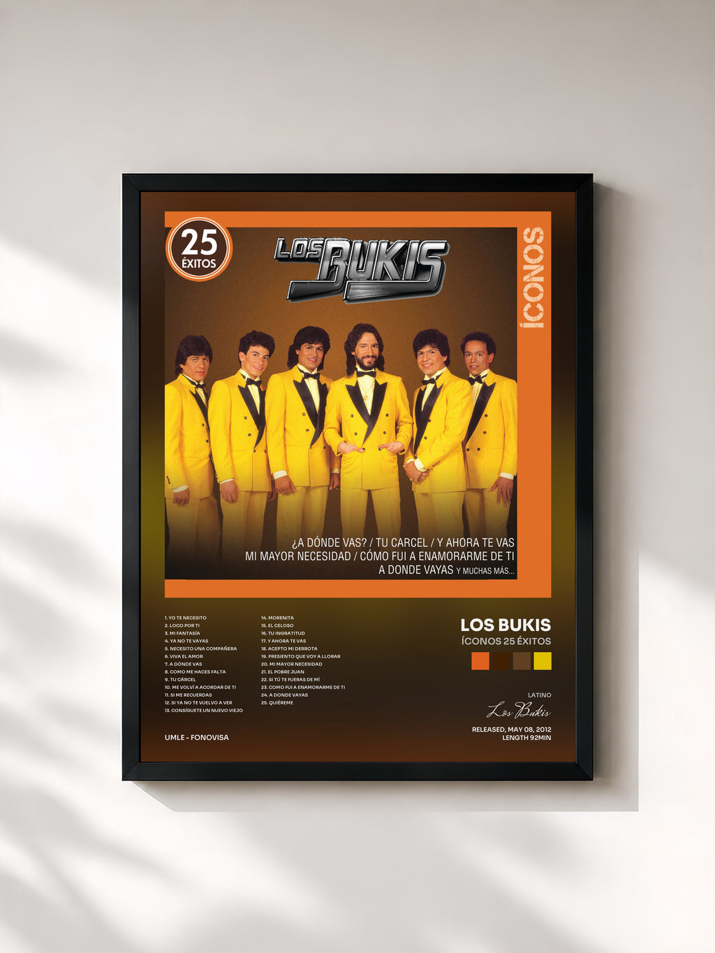 #noir Tableau de l'album Íconos 25 Éxitos de Los Bukis, cadre noir, imprimé et encadré en France