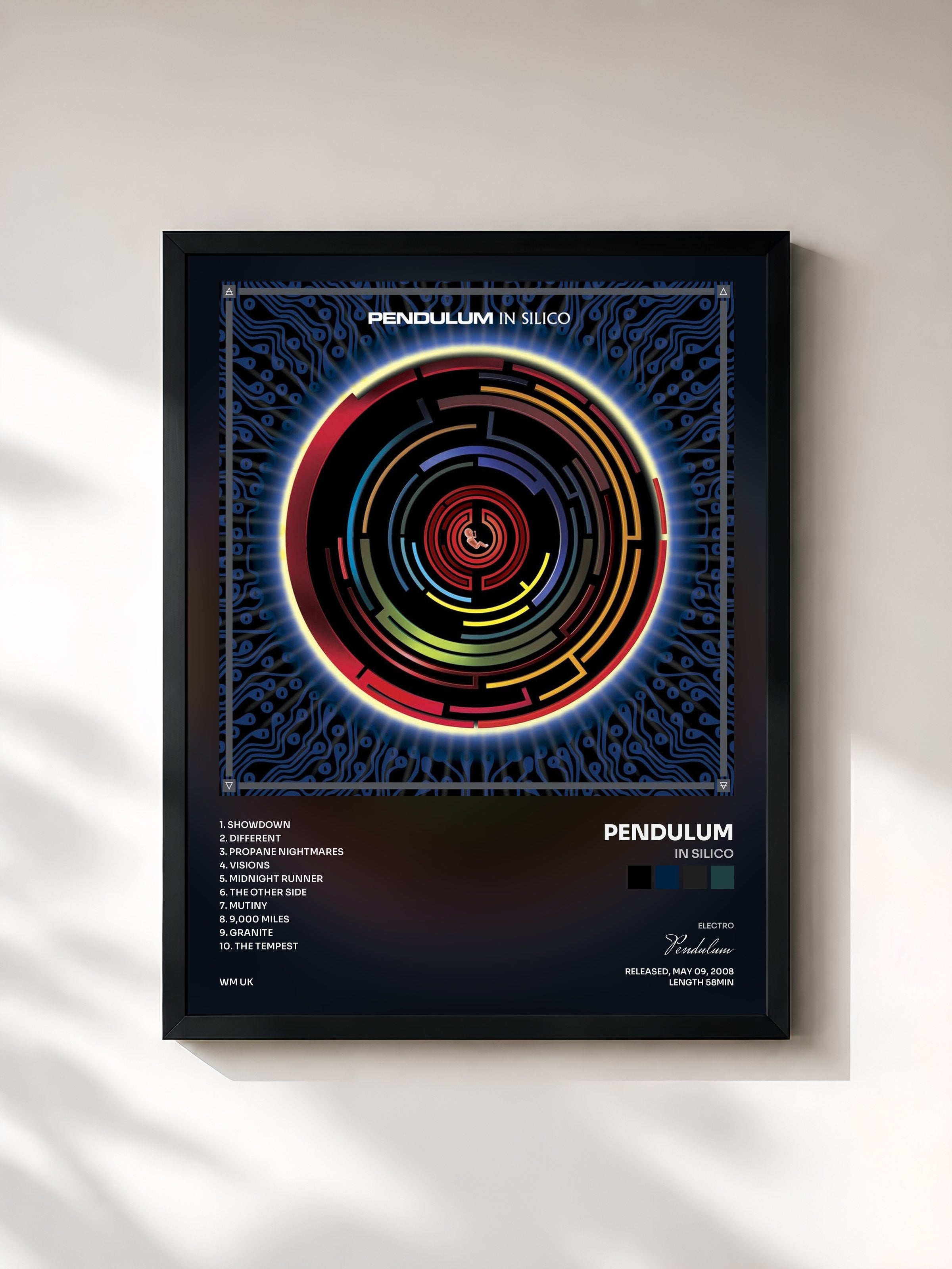 #noir Tableau de l'album In Silico de Pendulum, cadre noir, imprimé et encadré en France