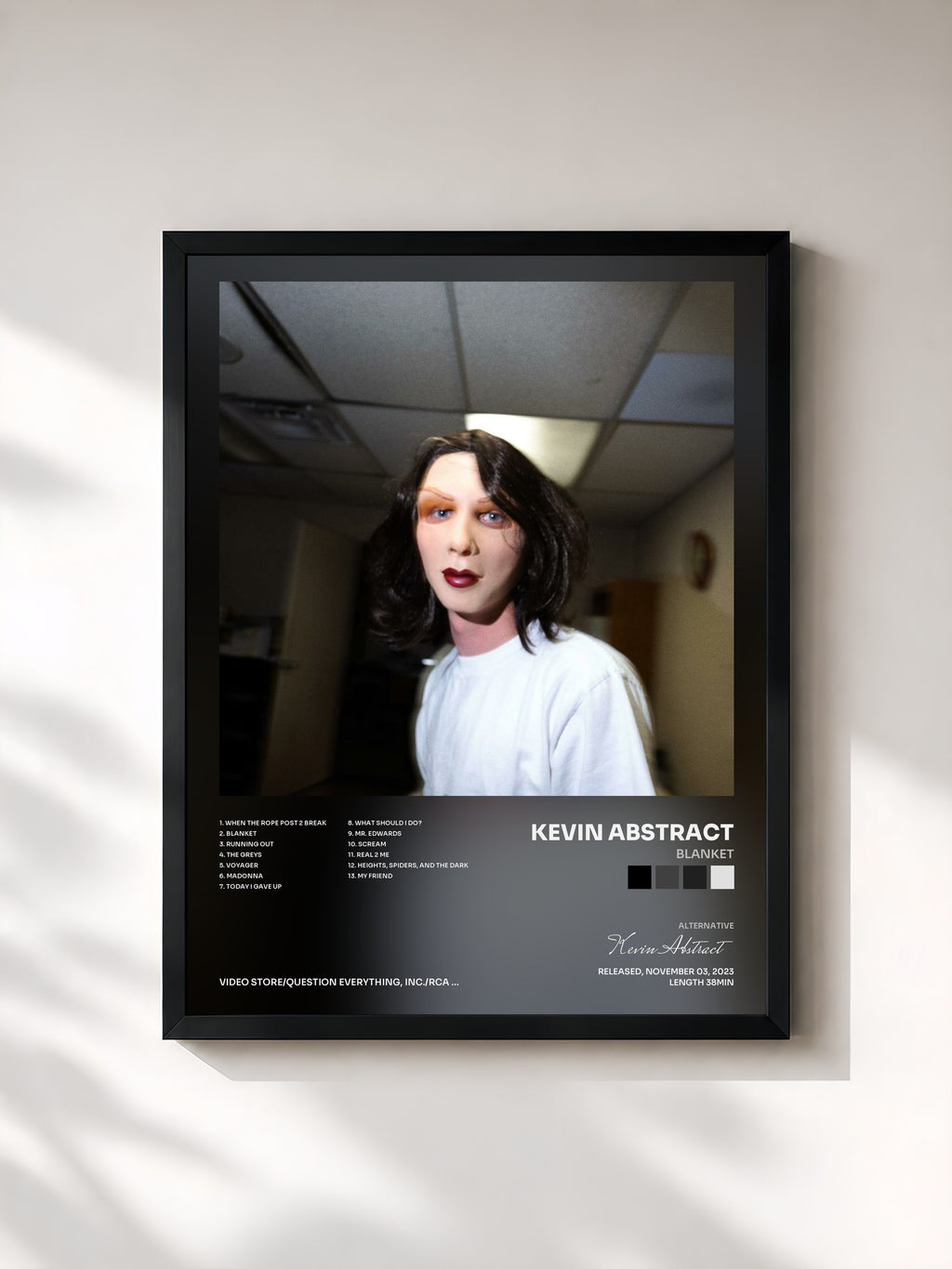 #noir Tableau de l'album Blanket de Kevin Abstract, cadre noir, imprimé et encadré en France
