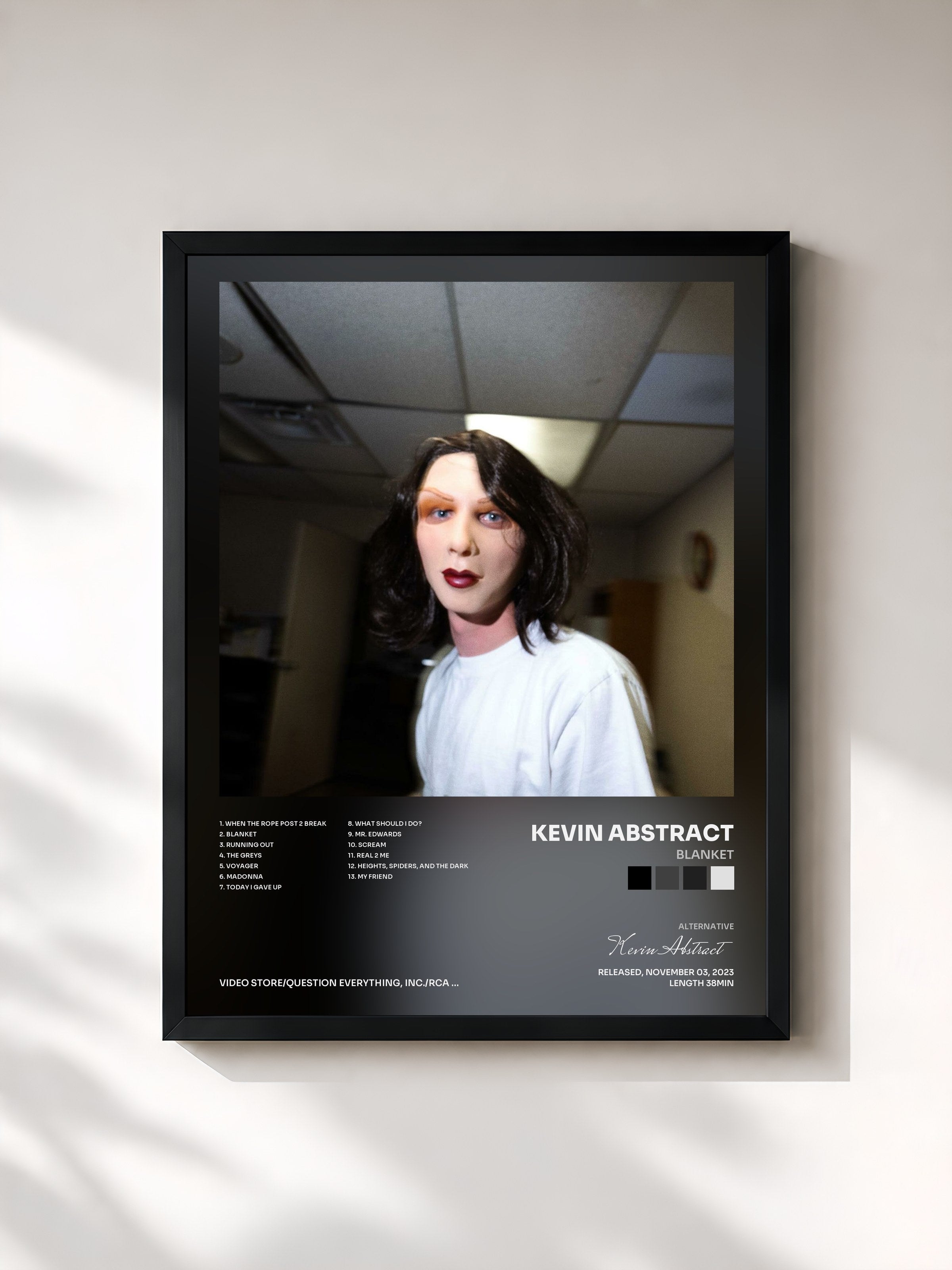 #noir Tableau de l'album Blanket de Kevin Abstract, cadre noir, imprimé et encadré en France
