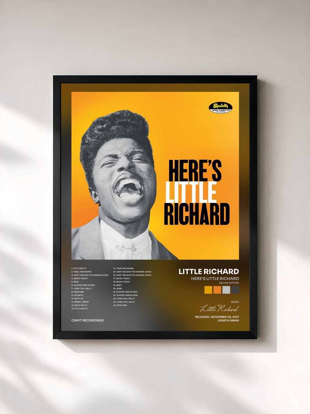 #noir Tableau de l'album Here's Little Richard (Deluxe Edition) de Little Richard, cadre noir, imprimé et encadré en France