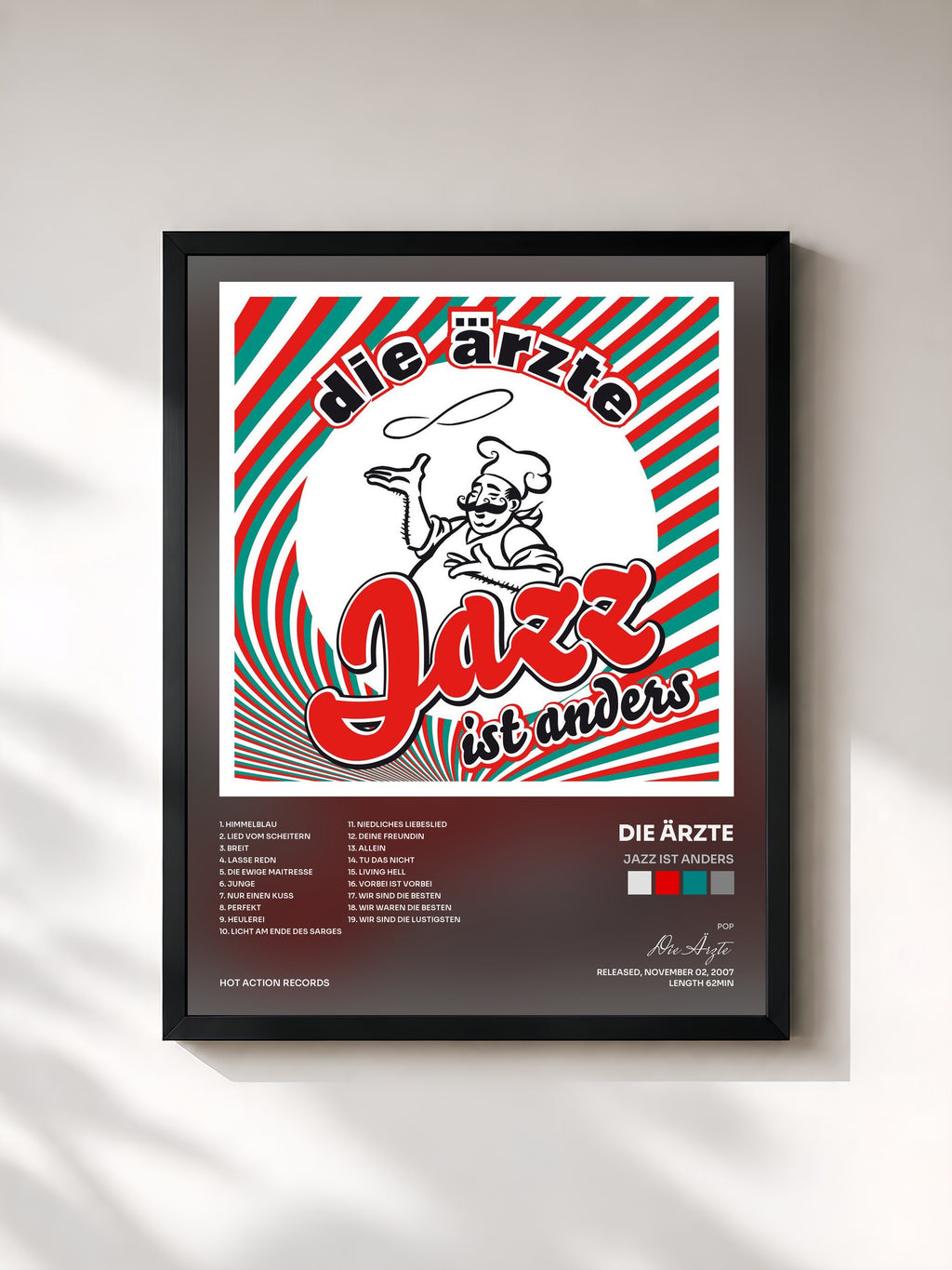 #noir Tableau de l'album Jazz ist anders de Die Ärzte, cadre noir, imprimé et encadré en France