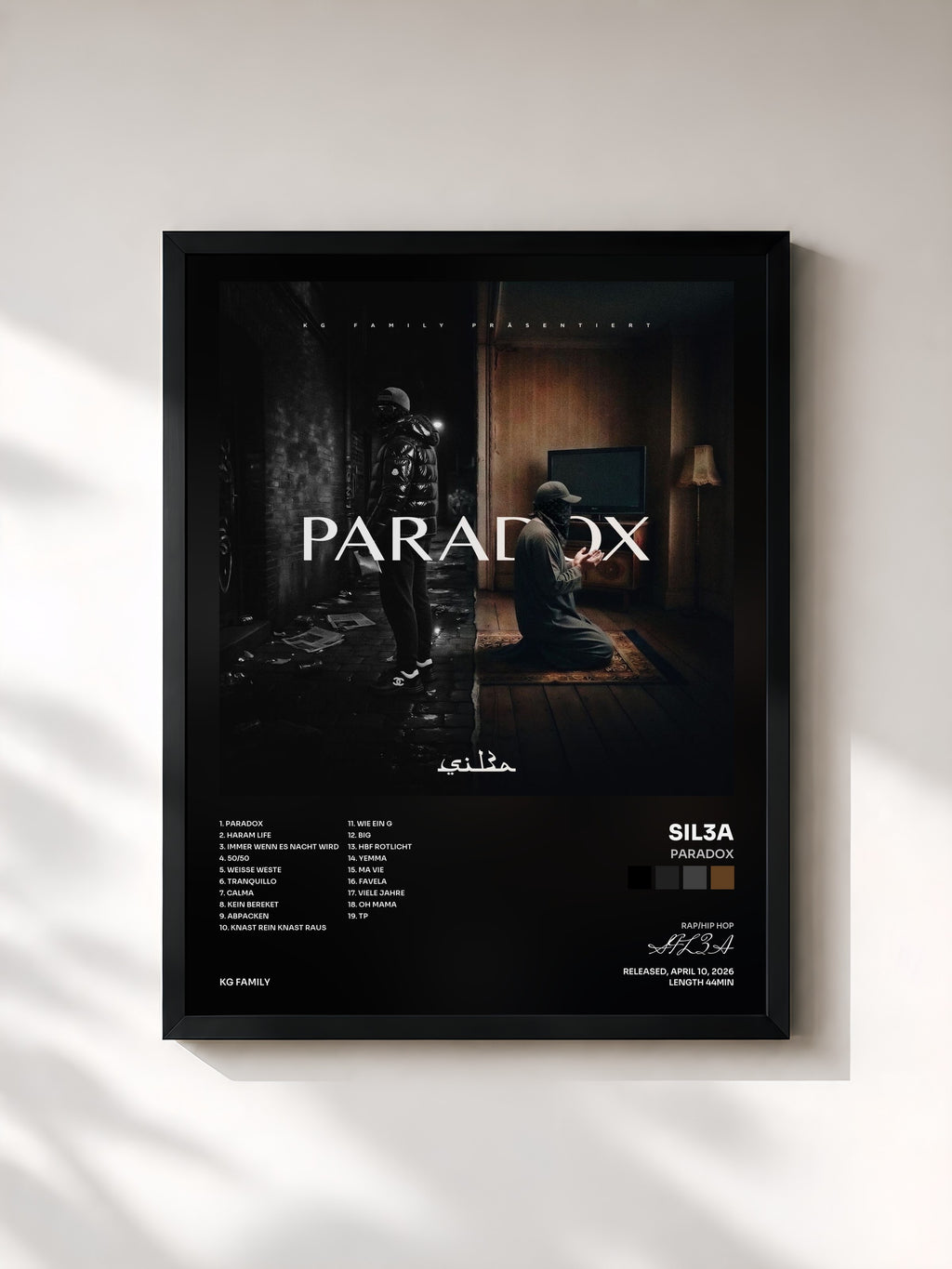 #noir Tableau de l'album Paradox de SIL3A, cadre noir, imprimé et encadré en France