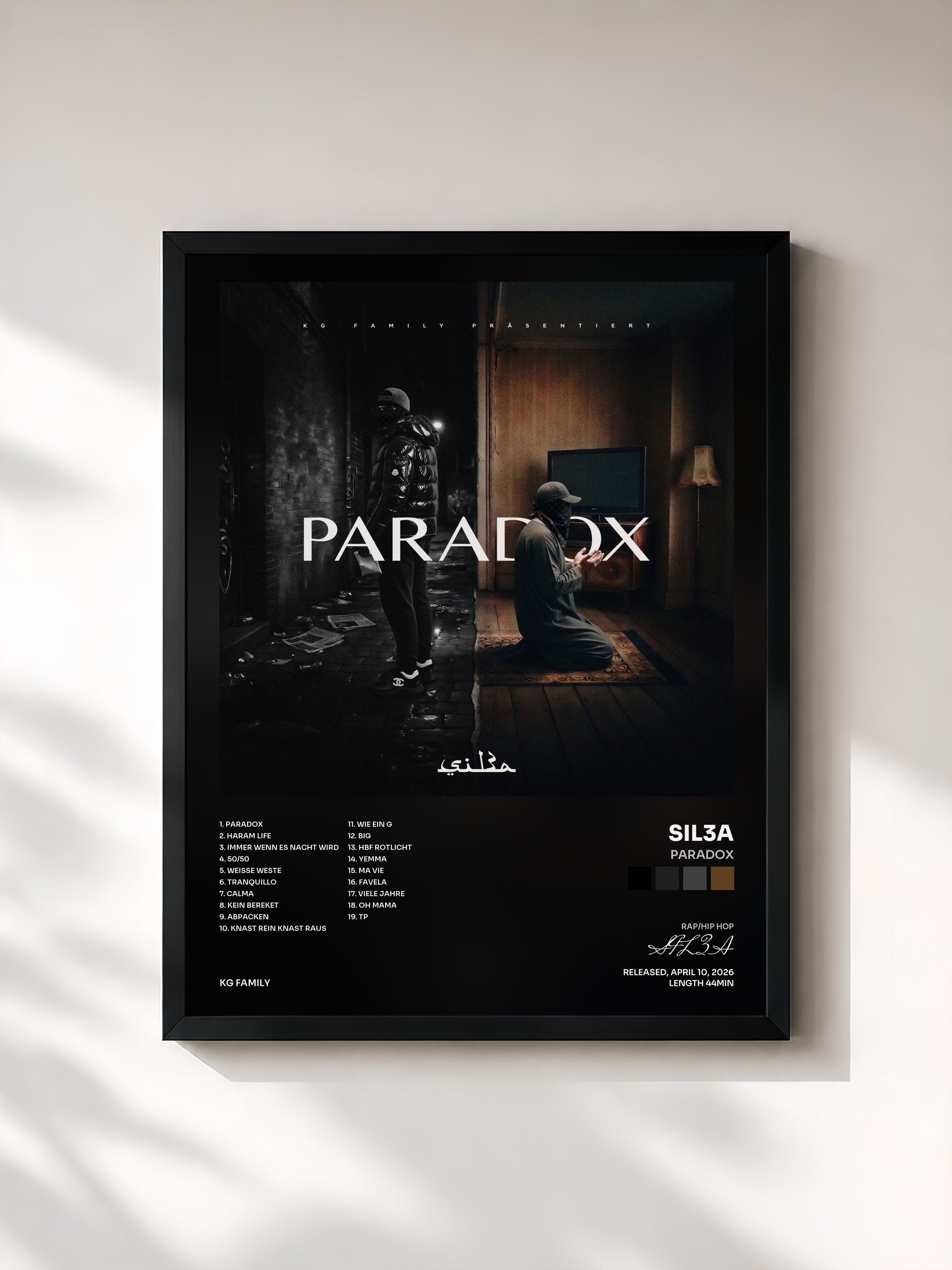 #noir Tableau de l'album Paradox de SIL3A, cadre noir, imprimé et encadré en France