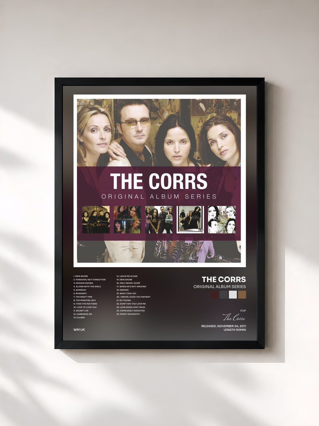 #noir Tableau de l'album Original Album Series de The Corrs, cadre noir, imprimé et encadré en France