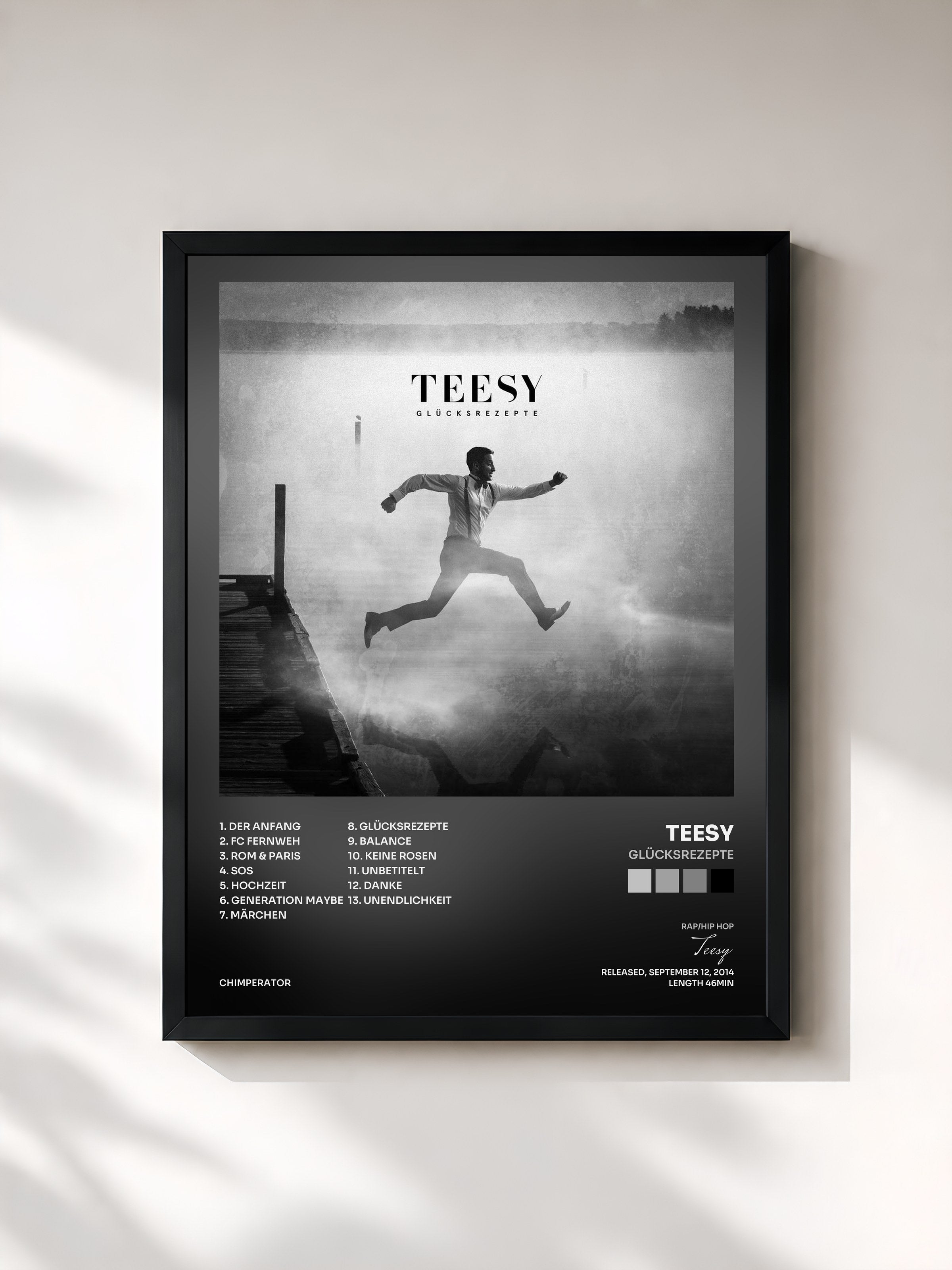 #noir Tableau de l'album Glücksrezepte de Teesy, cadre noir, imprimé et encadré en France