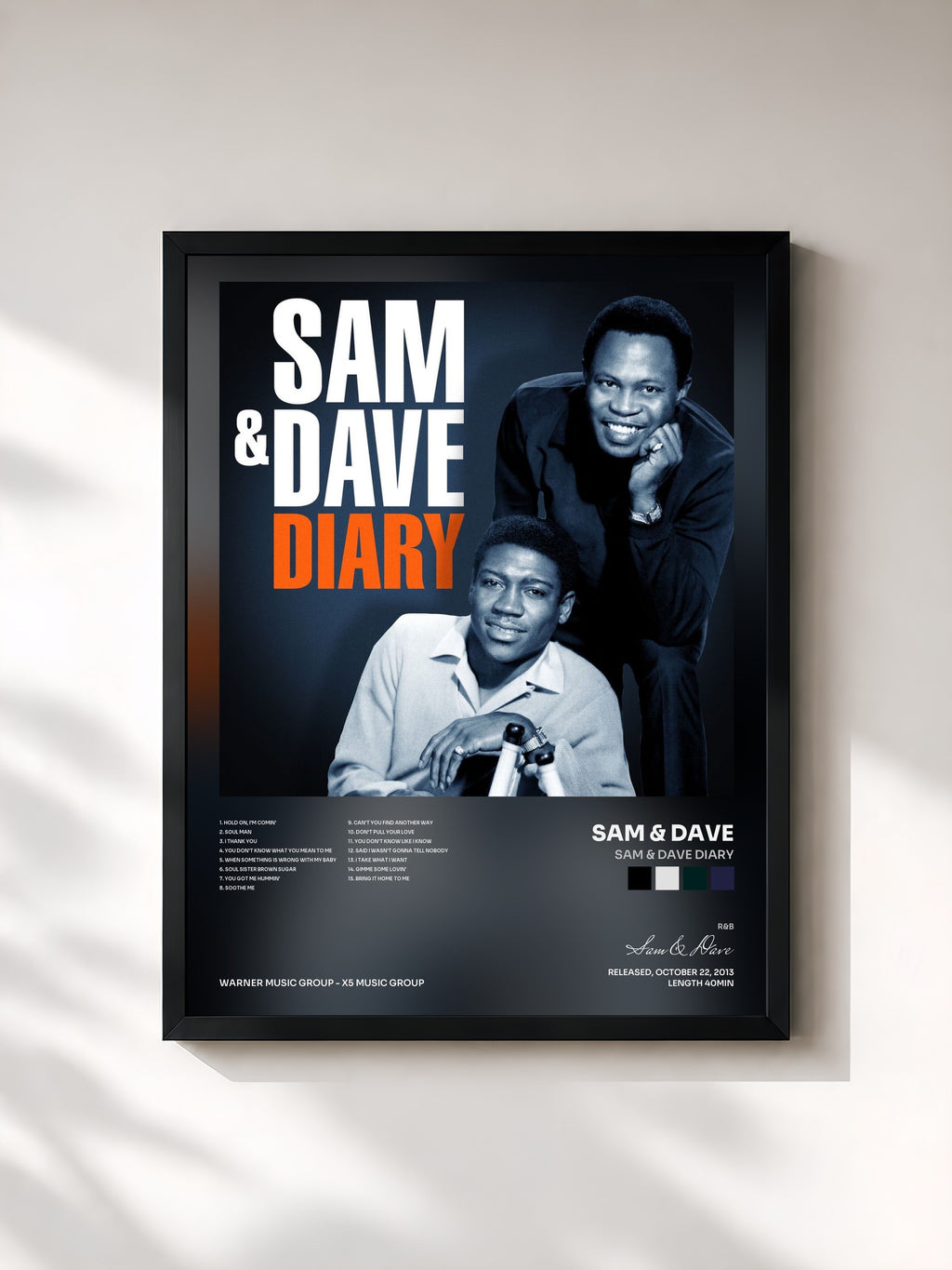 #noir Tableau de l'album Sam & Dave Diary de Sam & Dave, cadre noir, imprimé et encadré en France
