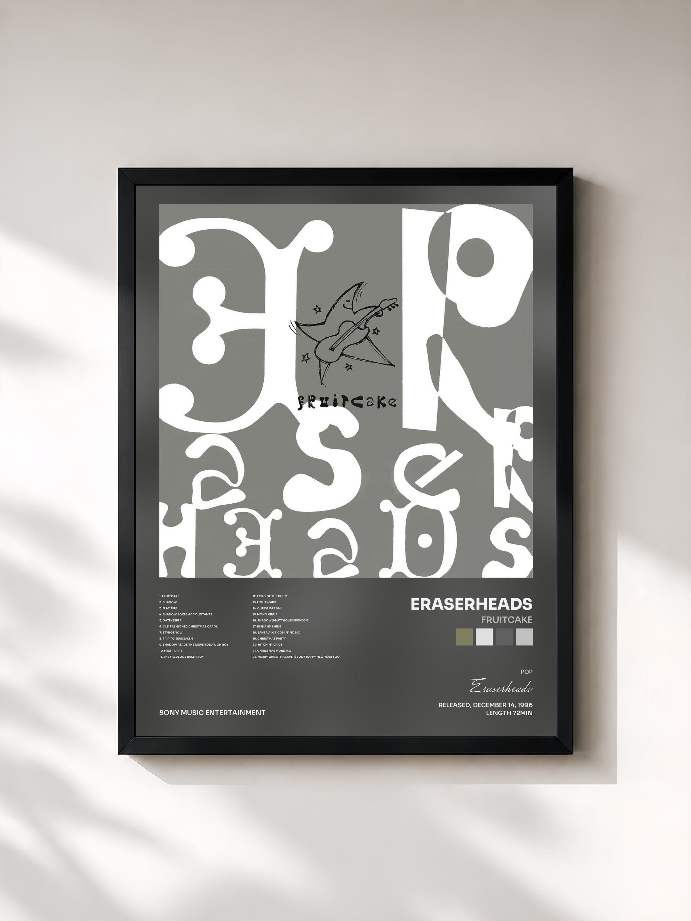 #noir Tableau de l'album Fruitcake de Eraserheads, cadre noir, imprimé et encadré en France