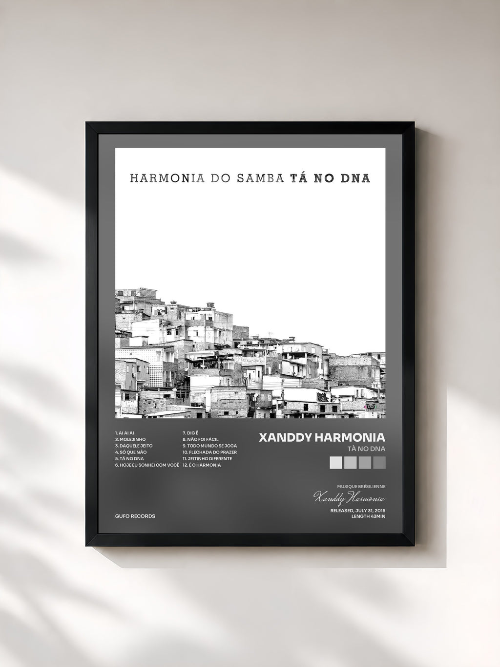 #noir Tableau de l'album Tà No DNA de Xanddy Harmonia, cadre noir, imprimé et encadré en France