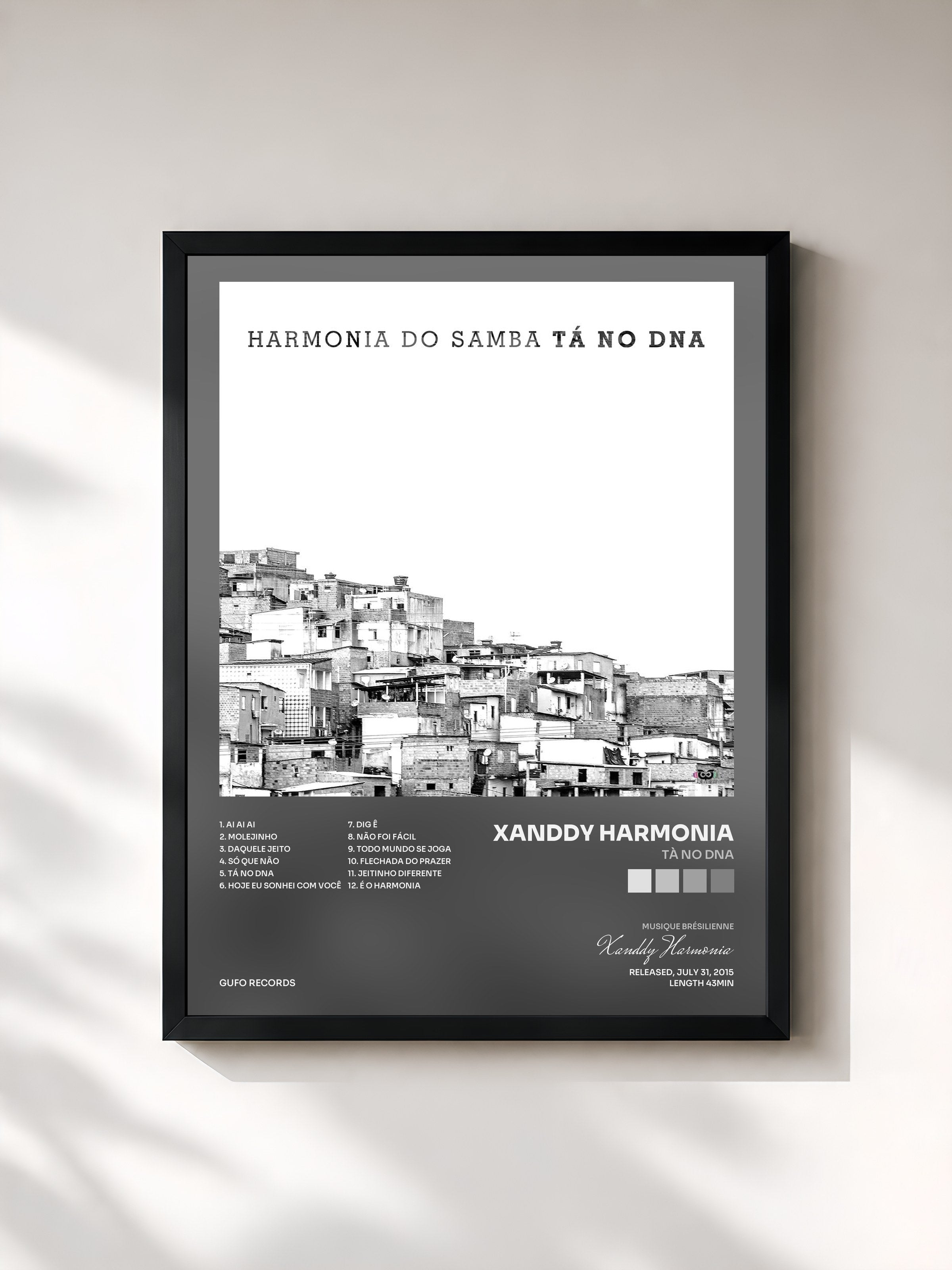 #noir Tableau de l'album Tà No DNA de Xanddy Harmonia, cadre noir, imprimé et encadré en France