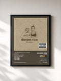 #noir Tableau de l'album B-Sides de Damien Rice, cadre noir, imprimé et encadré en France