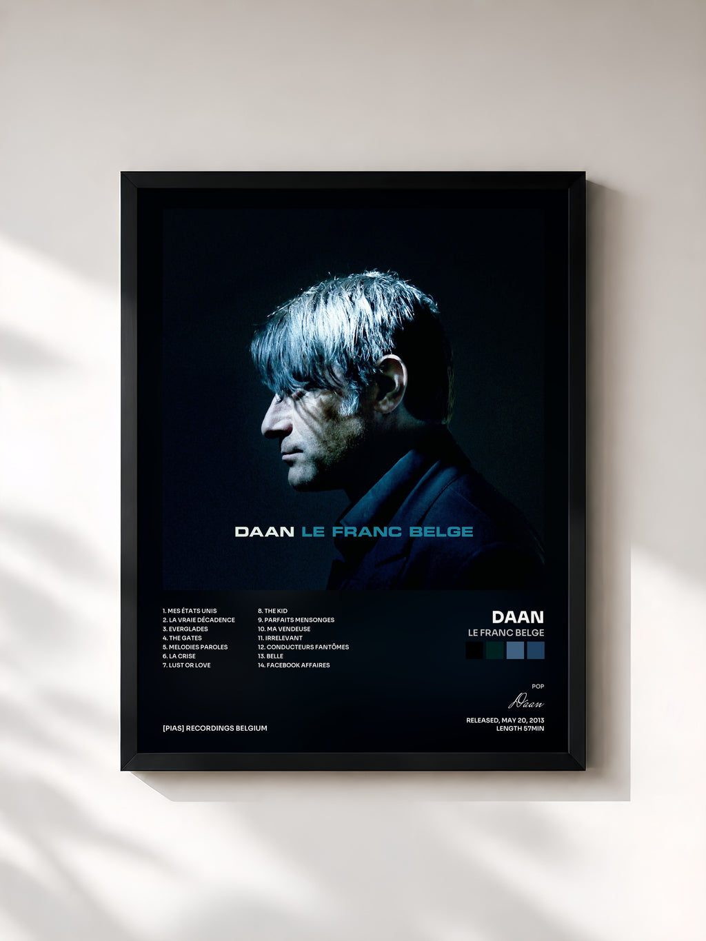 #noir Tableau de l'album Le franc belge de Daan, cadre noir, imprimé et encadré en France