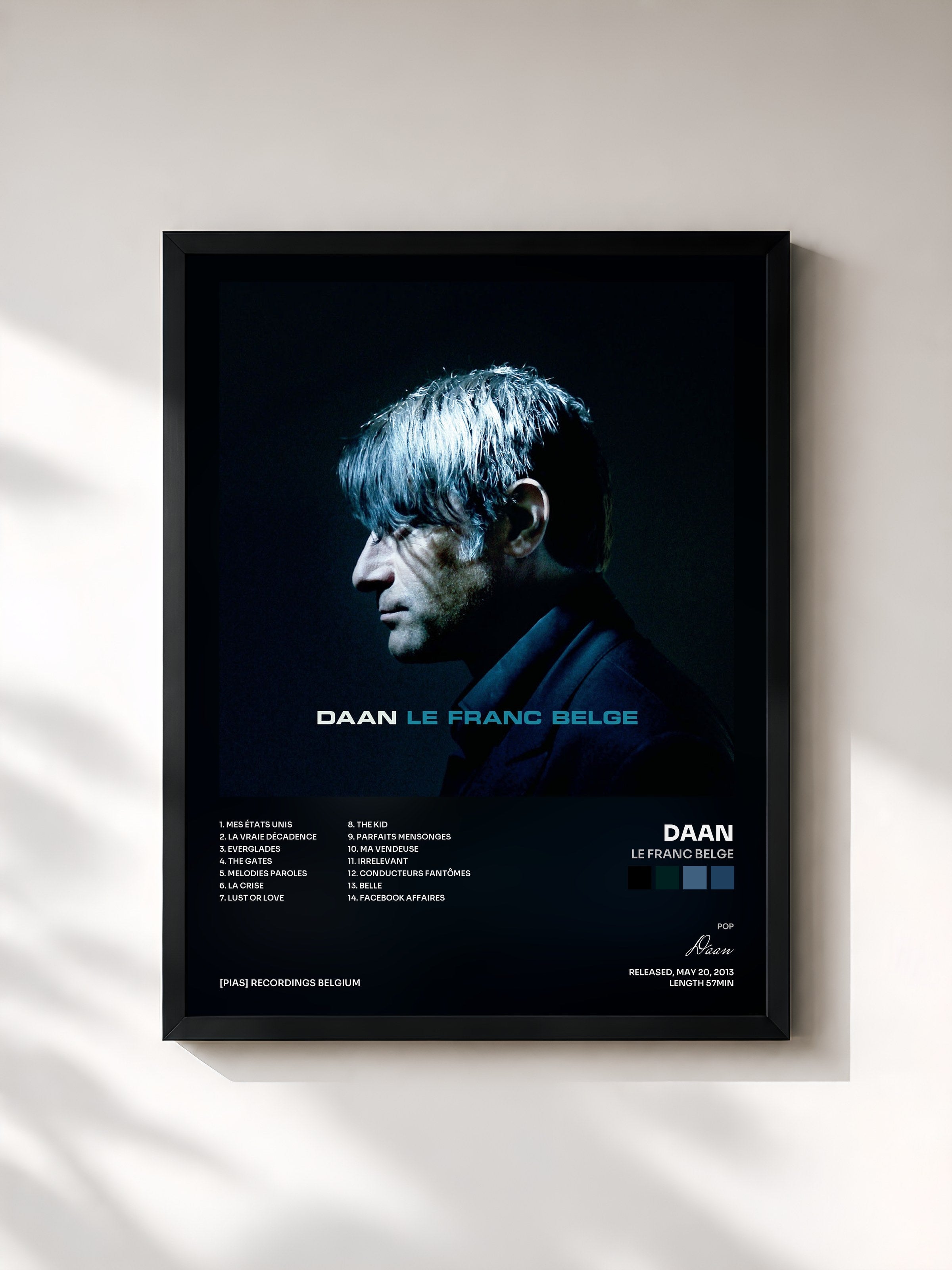 #noir Tableau de l'album Le franc belge de Daan, cadre noir, imprimé et encadré en France