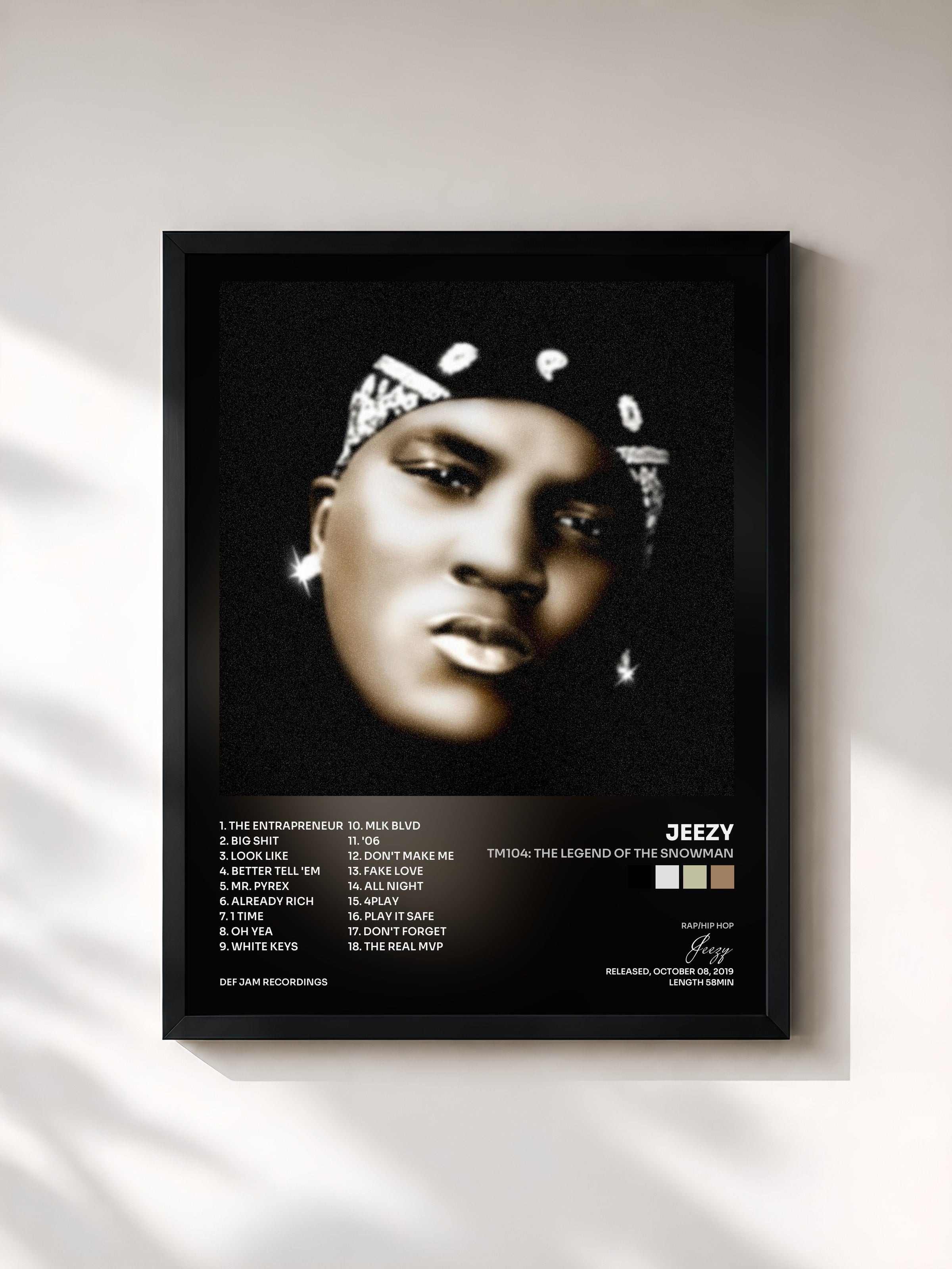 #noir Tableau de l'album TM104: The Legend of the Snowman de Jeezy, cadre noir, imprimé et encadré en France