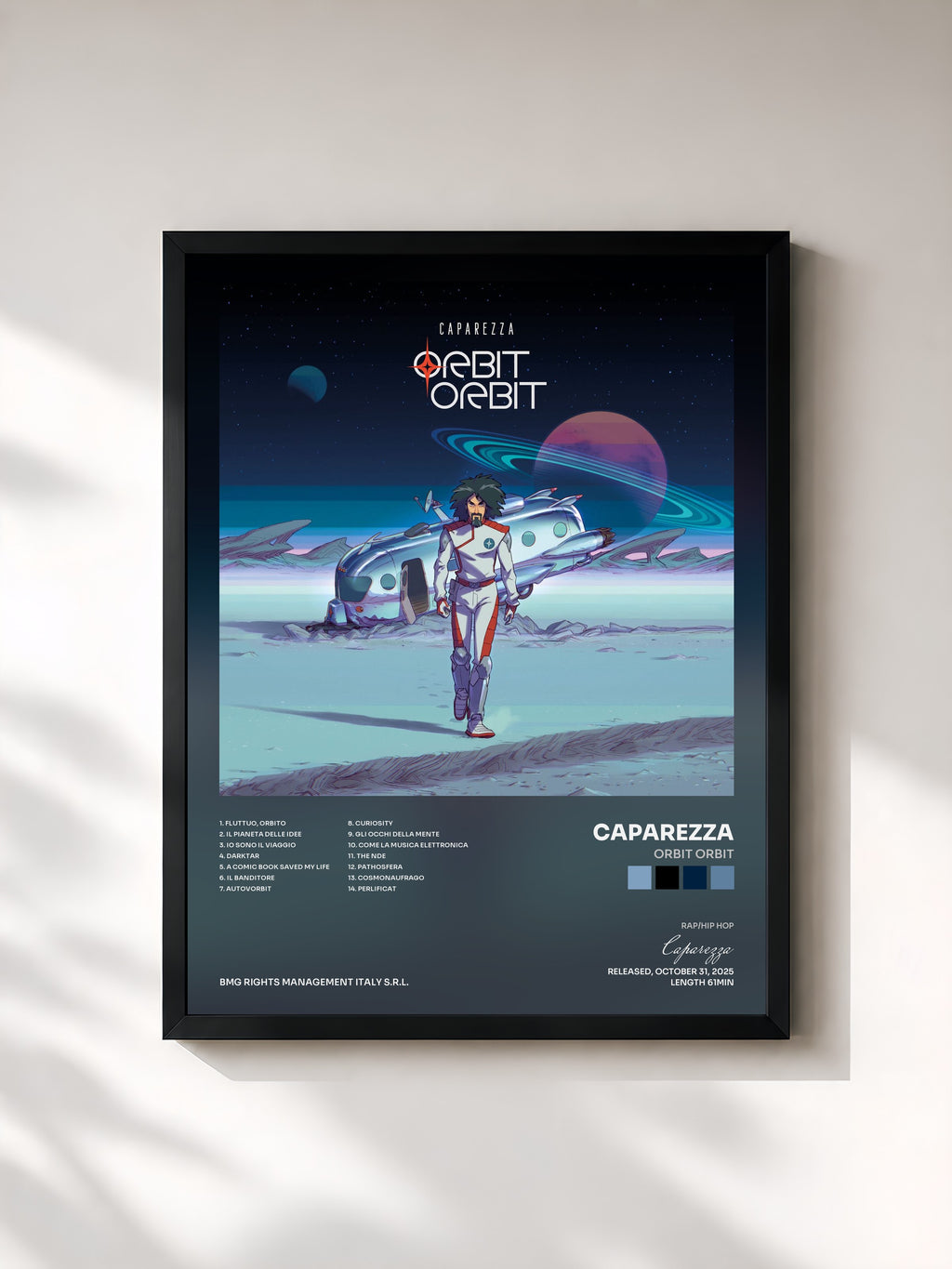 #noir Tableau de l'album Orbit Orbit de Caparezza, cadre noir, imprimé et encadré en France