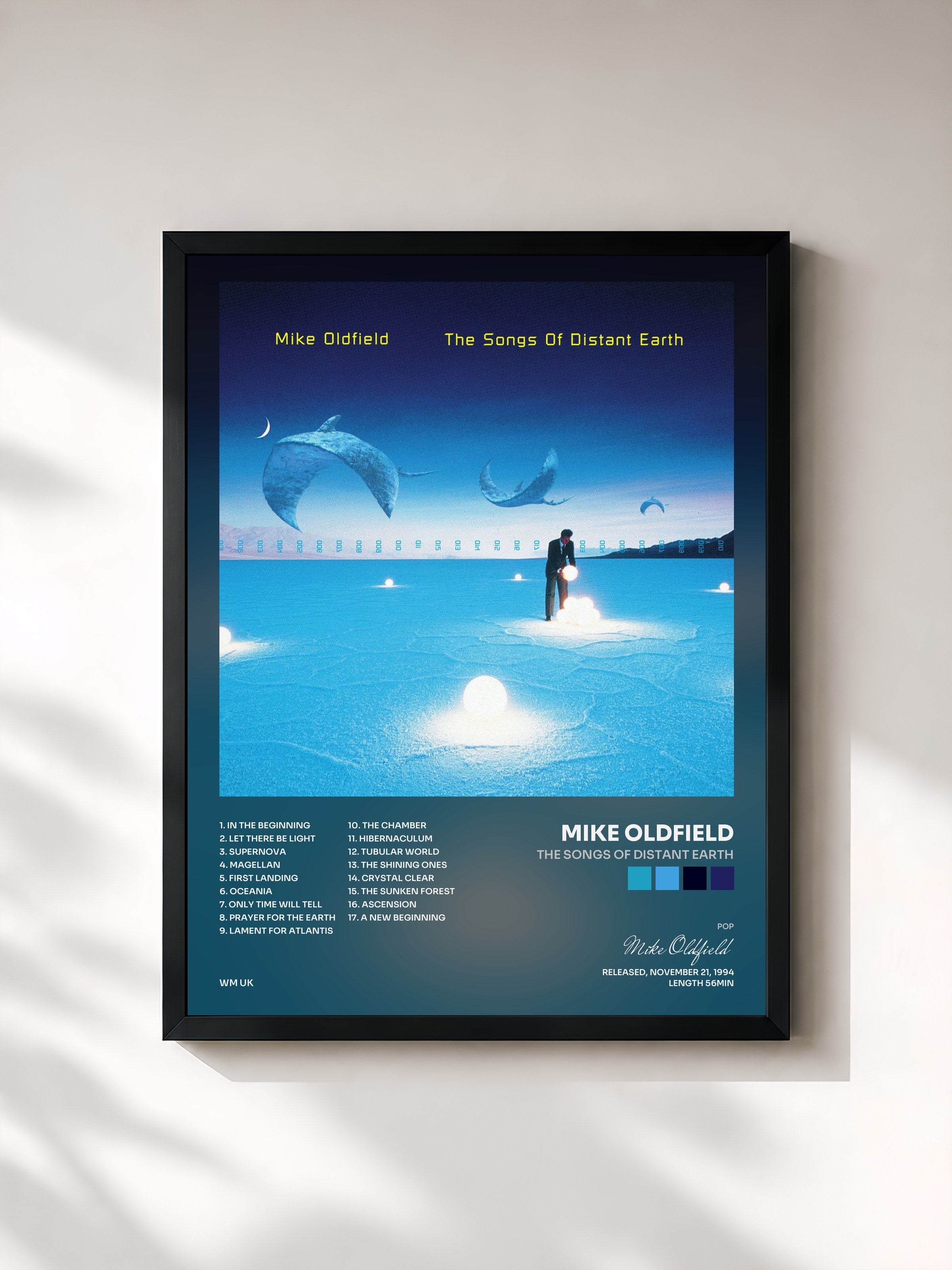 #noir Tableau de l'album The Songs of Distant Earth de Mike Oldfield, cadre noir, imprimé et encadré en France