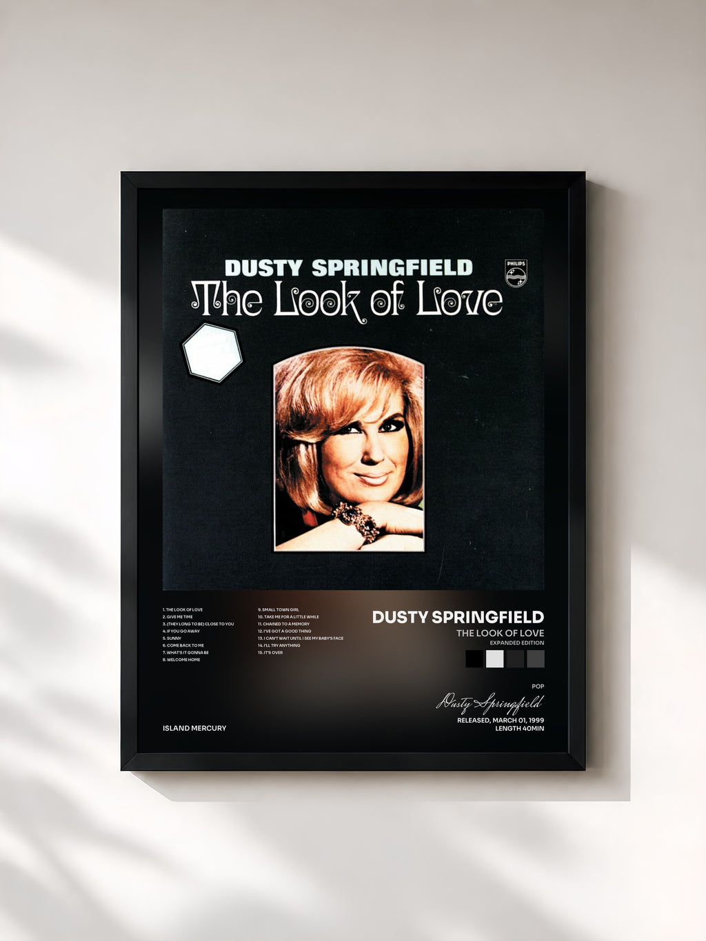 #noir Tableau de l'album The Look Of Love (Expanded Edition) de Dusty Springfield, cadre noir, imprimé et encadré en France