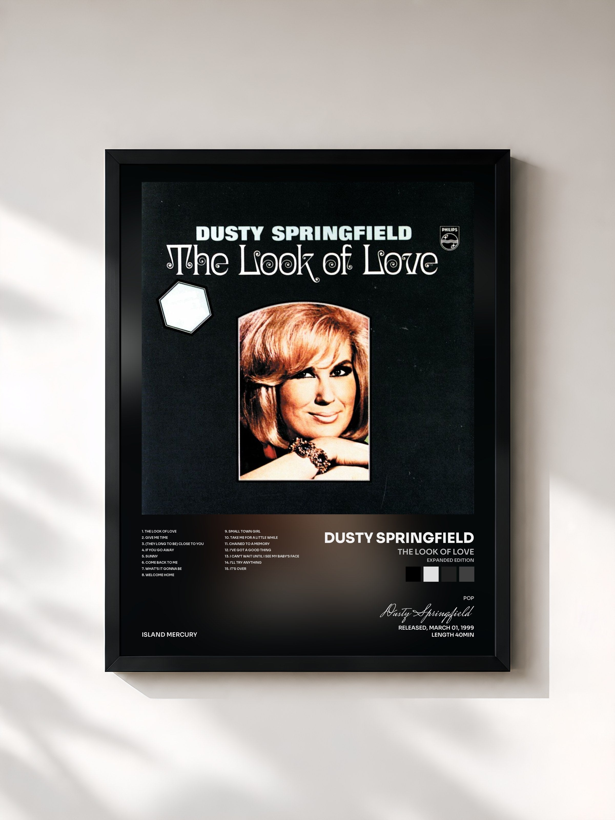#noir Tableau de l'album The Look Of Love (Expanded Edition) de Dusty Springfield, cadre noir, imprimé et encadré en France