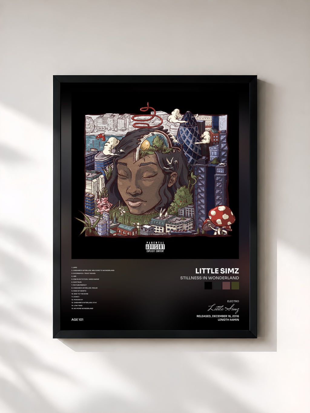 #noir Tableau de l'album Stillness in Wonderland de Little Simz, cadre noir, imprimé et encadré en France