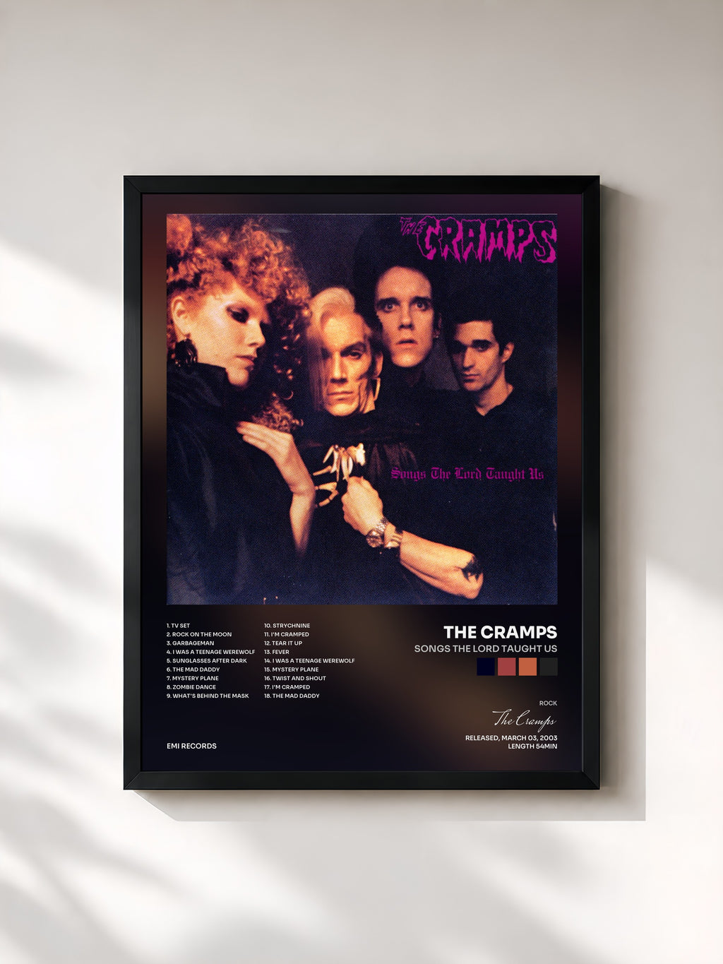 #noir Tableau de l'album Songs The Lord Taught Us de The Cramps, cadre noir, imprimé et encadré en France