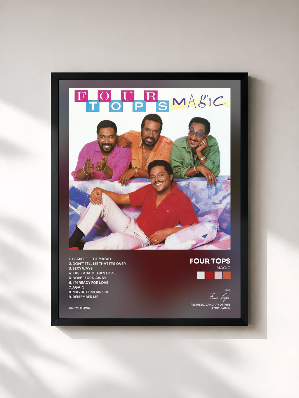 #noir Tableau de l'album Magic de Four Tops, cadre noir, imprimé et encadré en France