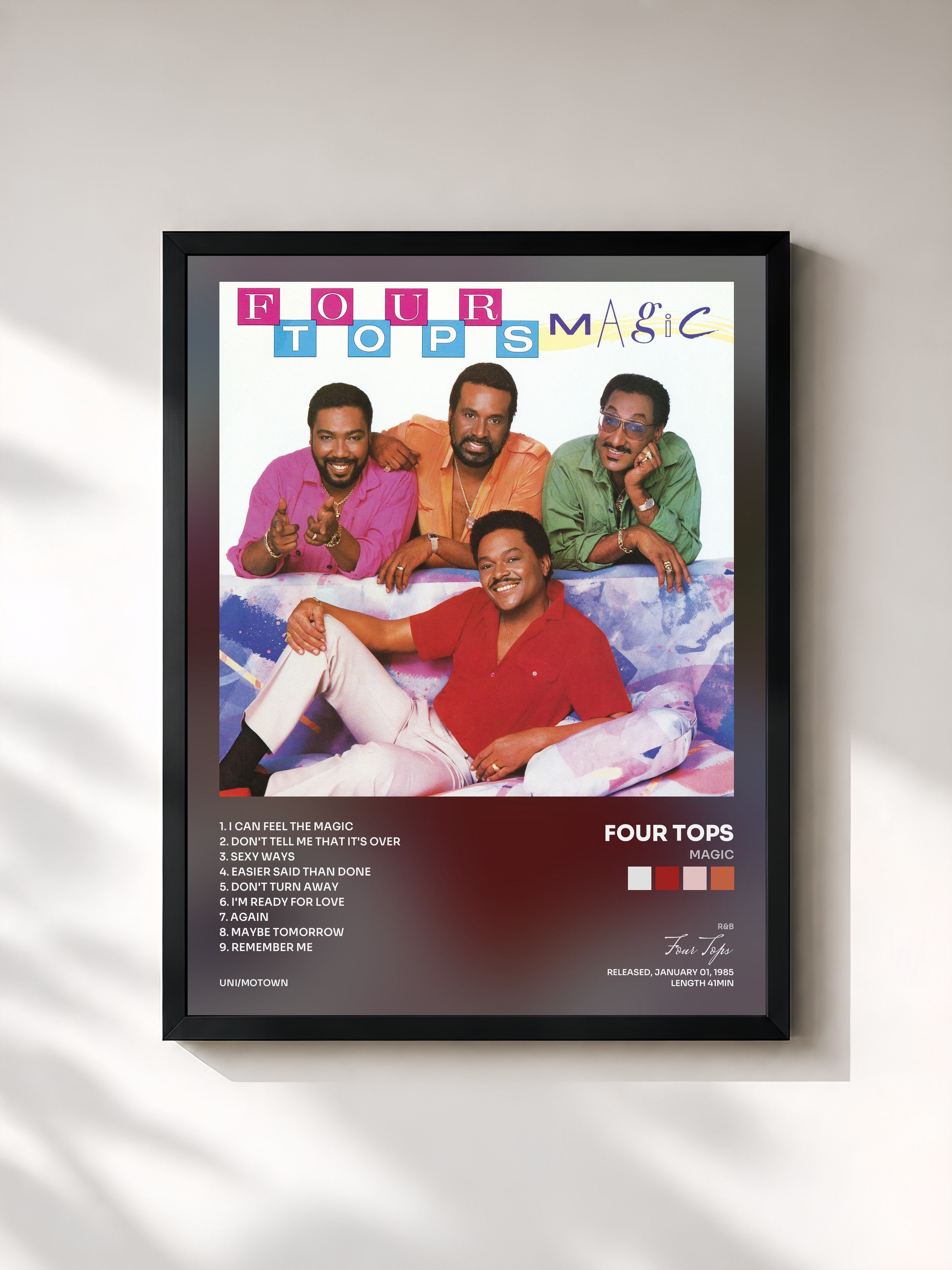 #noir Tableau de l'album Magic de Four Tops, cadre noir, imprimé et encadré en France