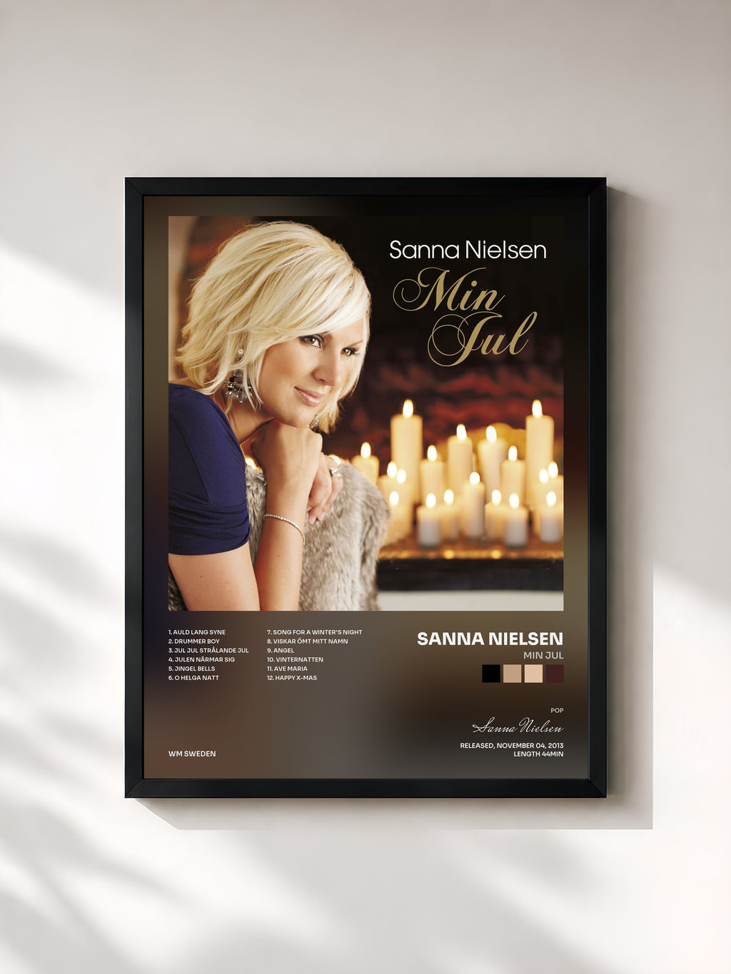 #noir Tableau de l'album Min jul de Sanna Nielsen, cadre noir, imprimé et encadré en France