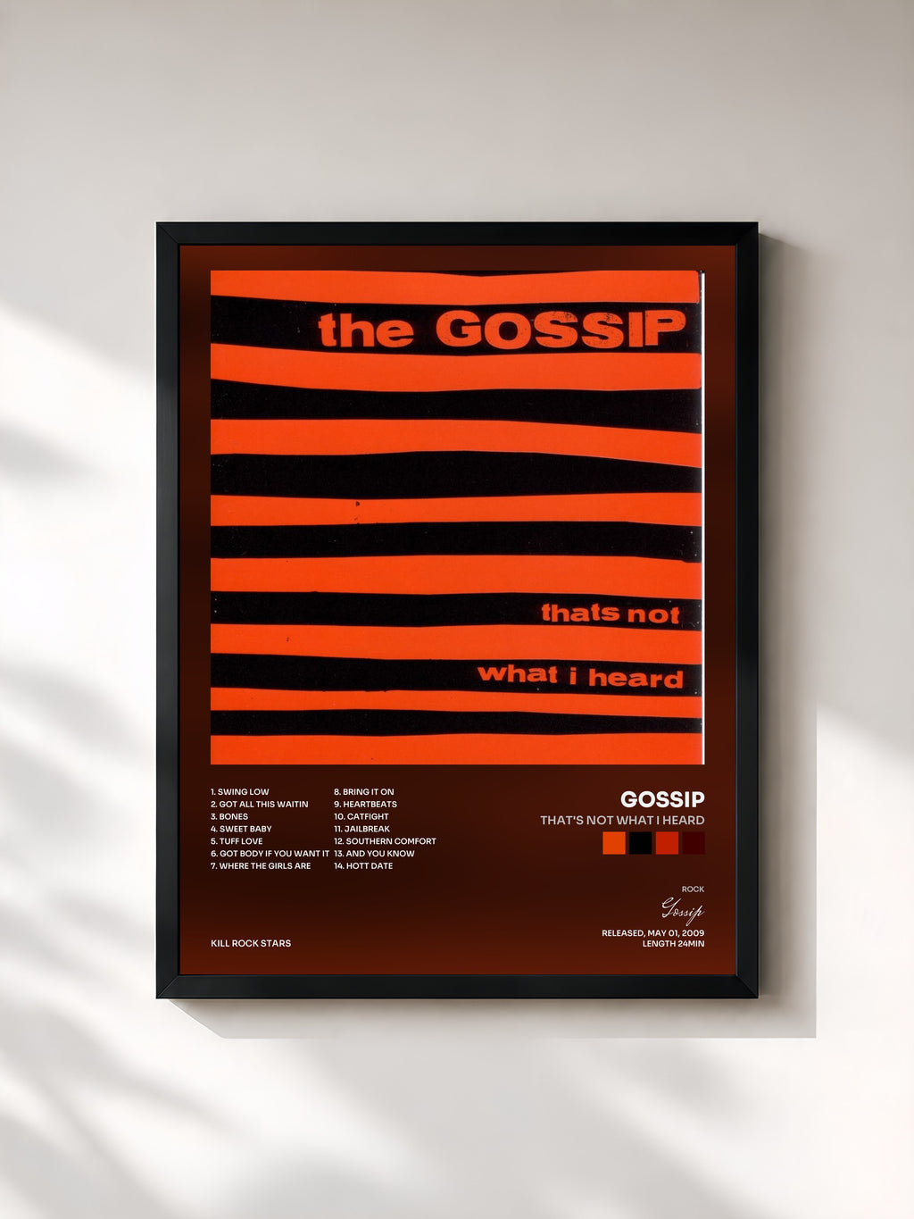 #noir Tableau de l'album That's Not What I Heard de Gossip, cadre noir, imprimé et encadré en France