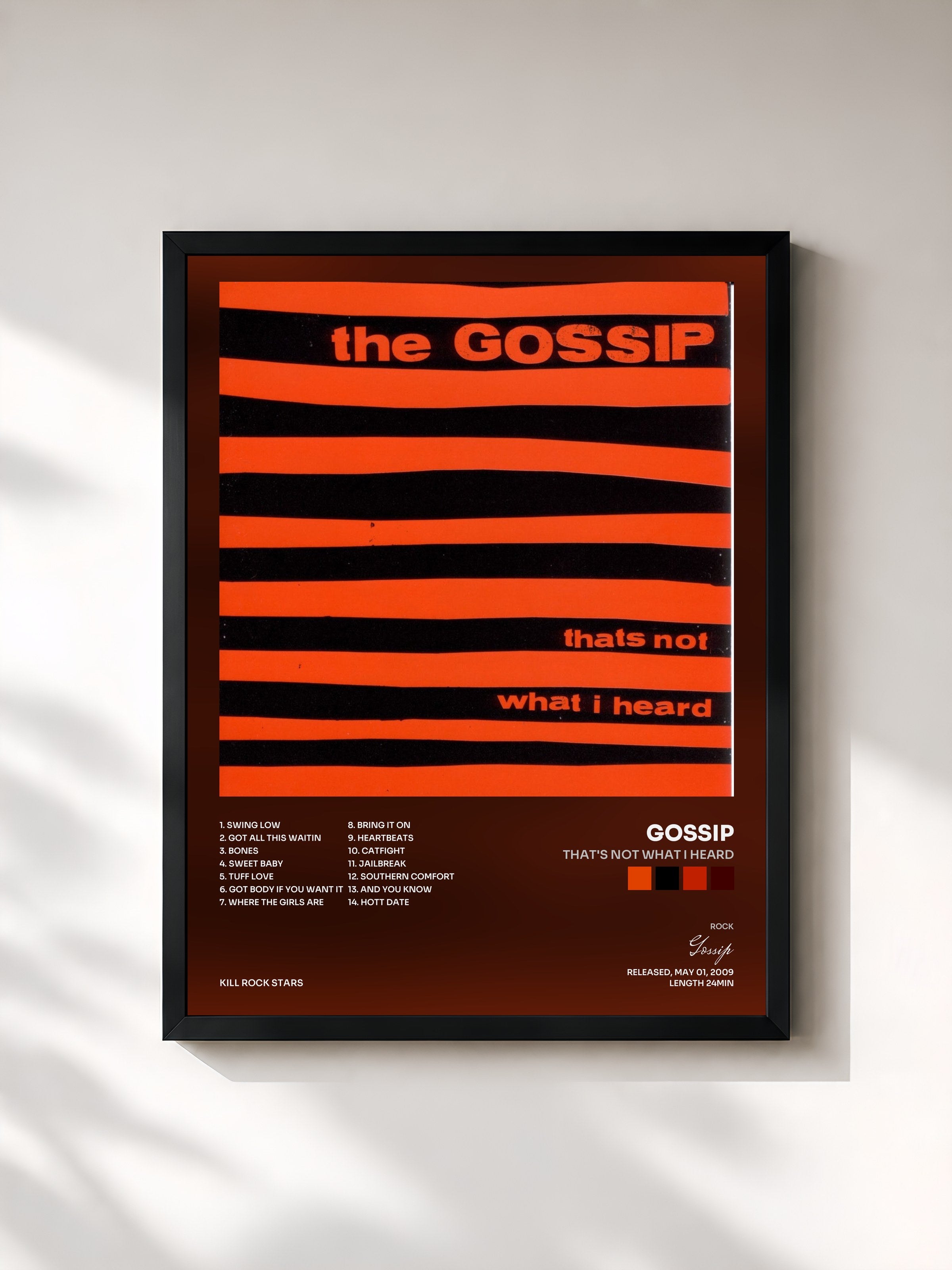 #noir Tableau de l'album That's Not What I Heard de Gossip, cadre noir, imprimé et encadré en France