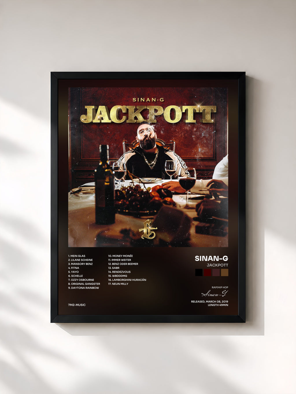#noir Tableau de l'album Jackpott de Sinan-G, cadre noir, imprimé et encadré en France