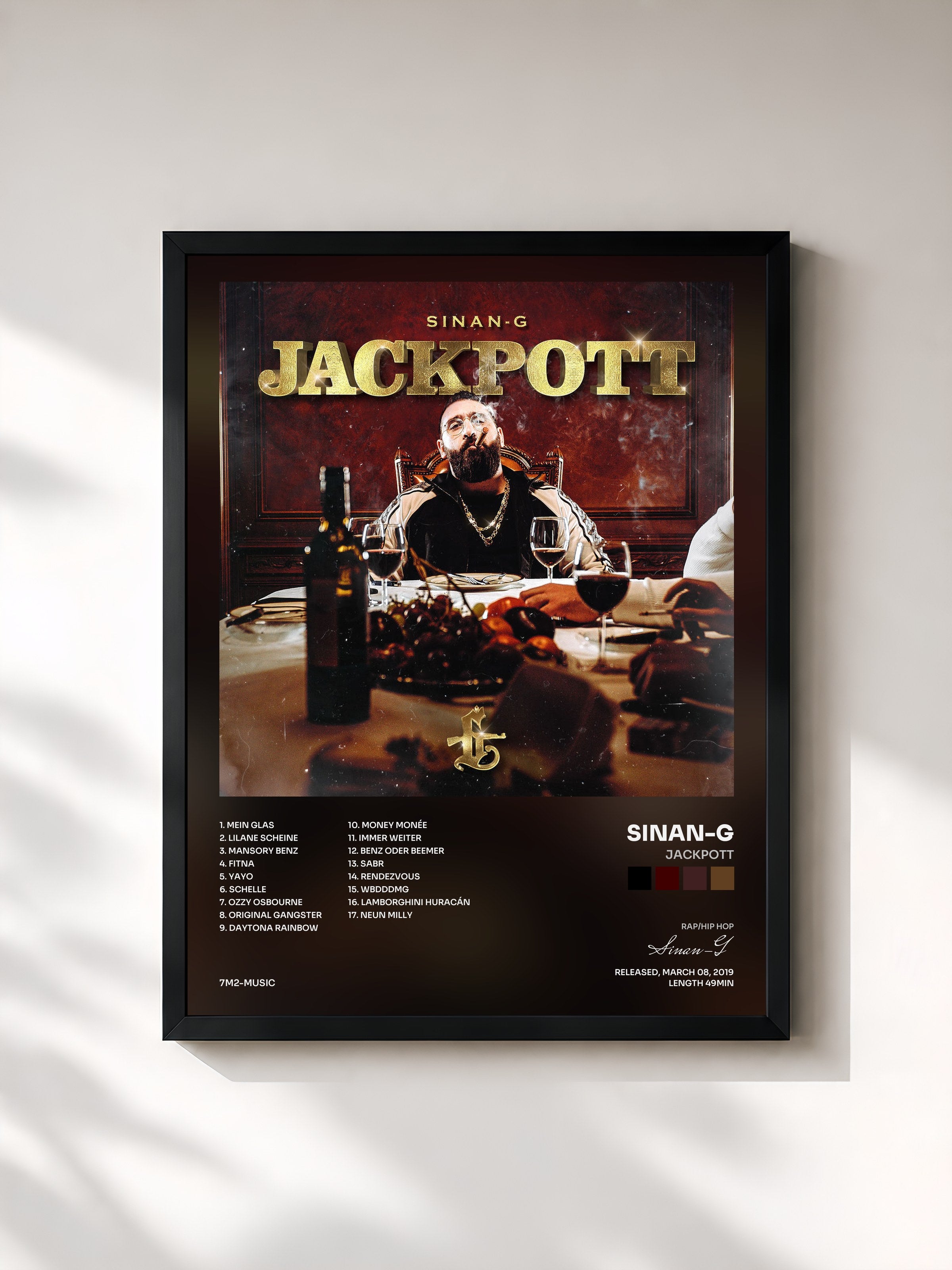 #noir Tableau de l'album Jackpott de Sinan-G, cadre noir, imprimé et encadré en France